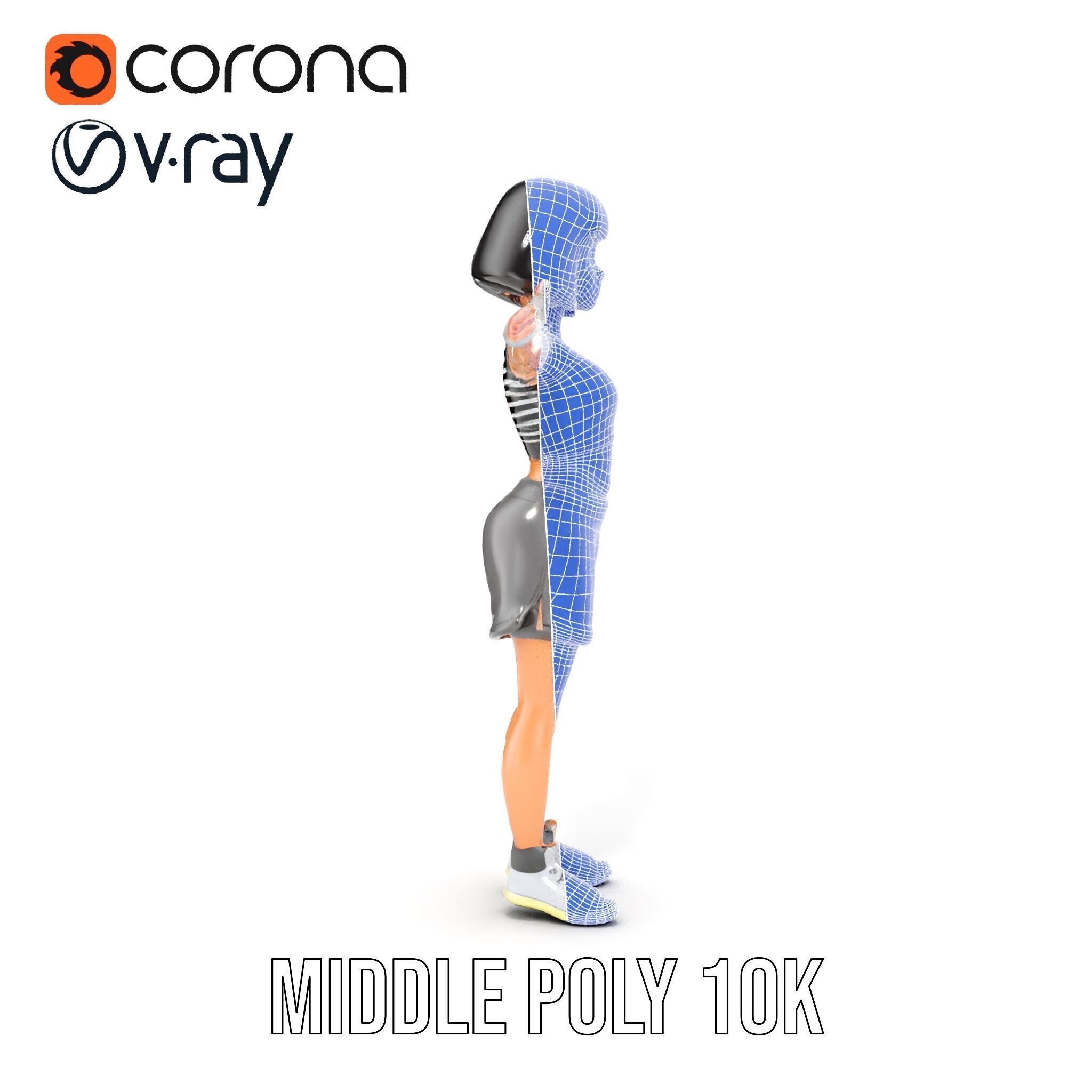 Athletic Female Character Rigged and Animated Low-poly 3D model_37