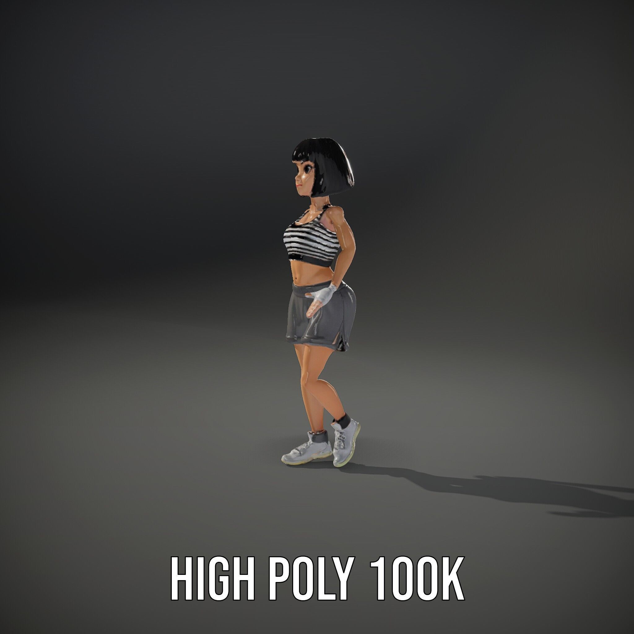 Athletic Female Character Rigged and Animated Low-poly 3D model_14