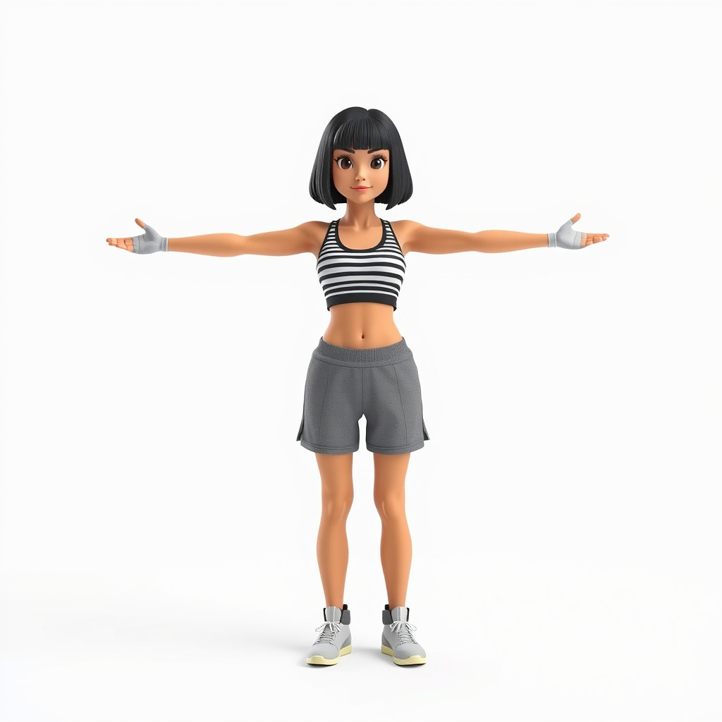 Athletic Female Character Rigged and Animated Low-poly 3D model_2