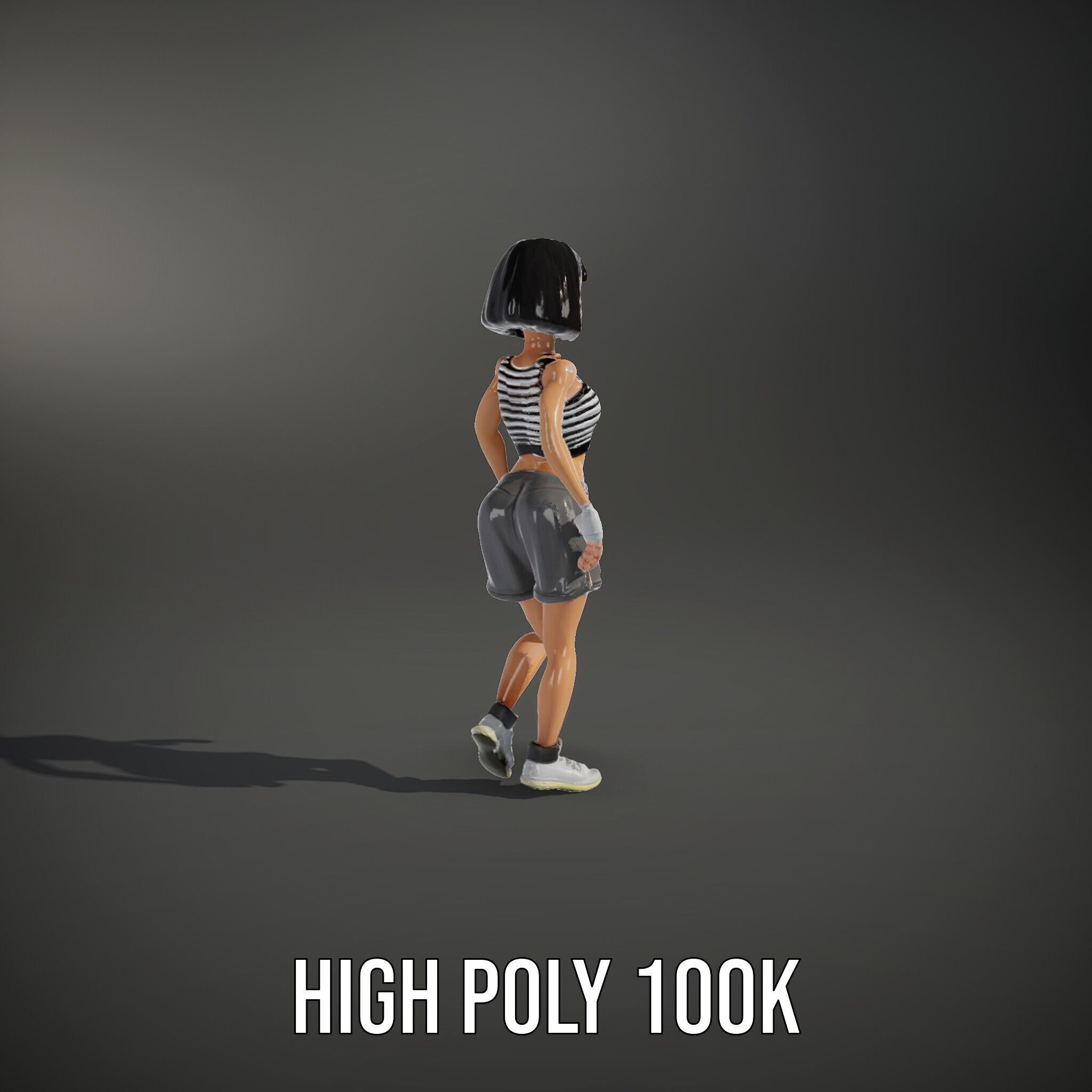Athletic Female Character Rigged and Animated Low-poly 3D model_11