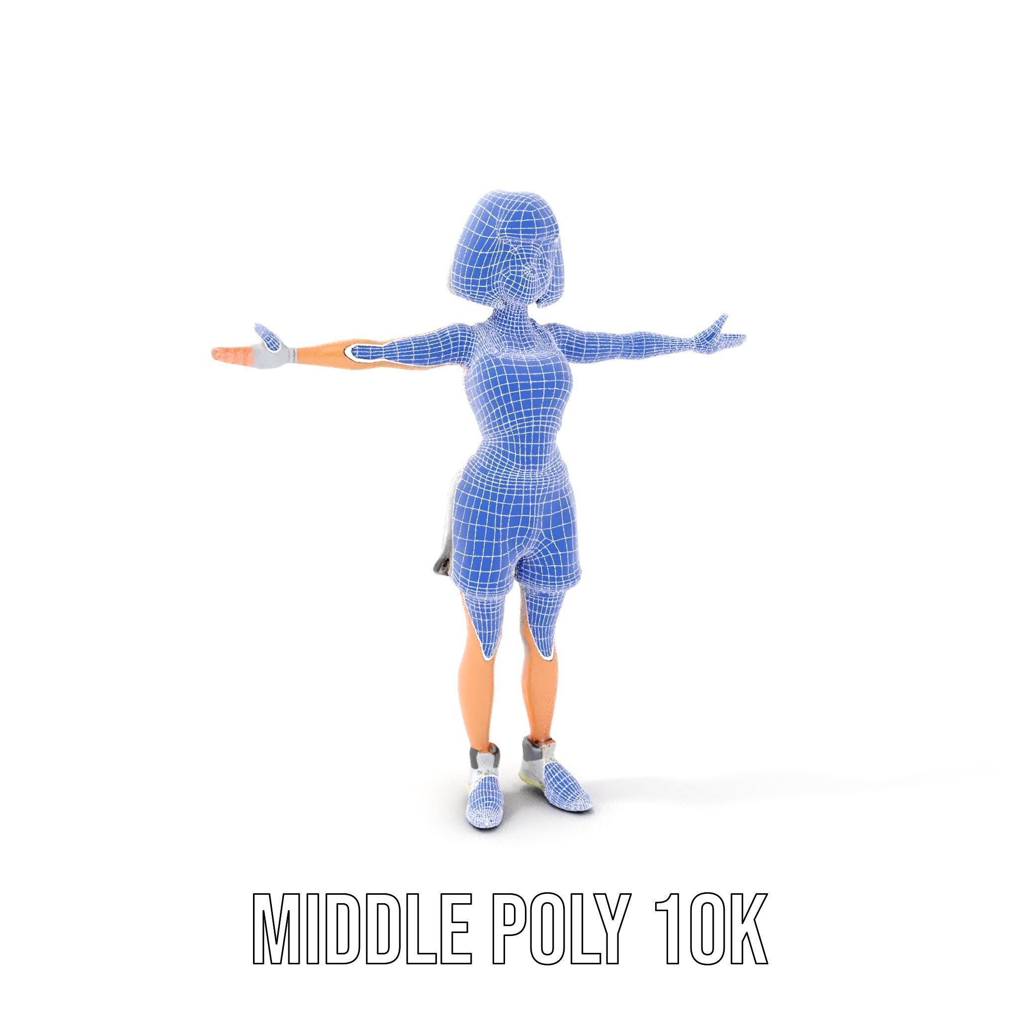 Athletic Female Character Rigged and Animated Low-poly 3D model_15