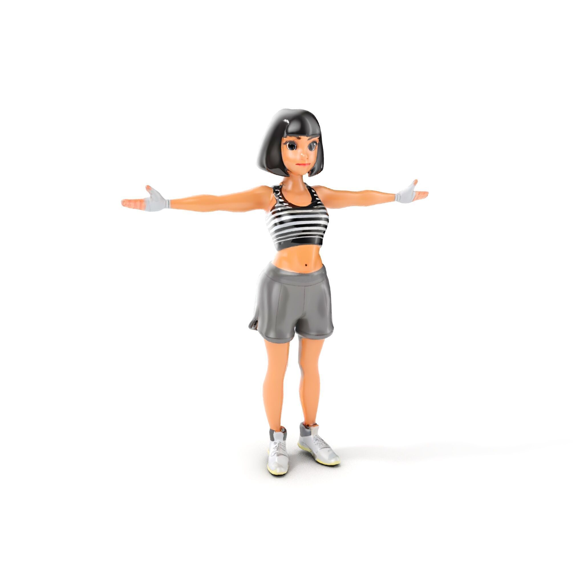 Athletic Female Character Rigged and Animated Low-poly 3D model_12