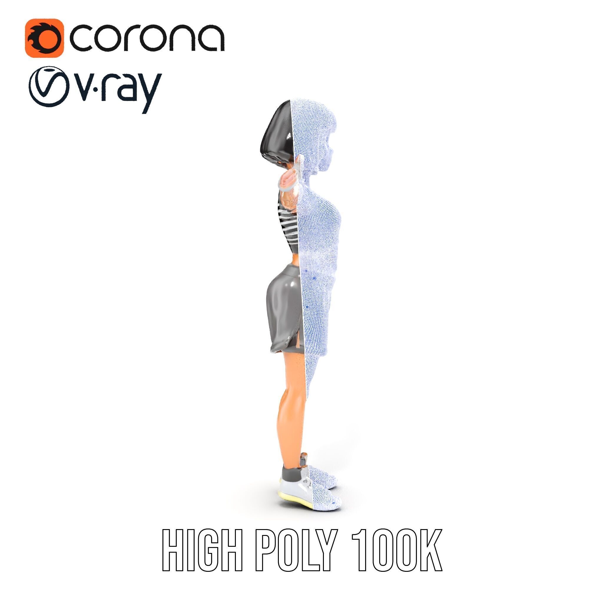 Athletic Female Character Rigged and Animated Low-poly 3D model_38