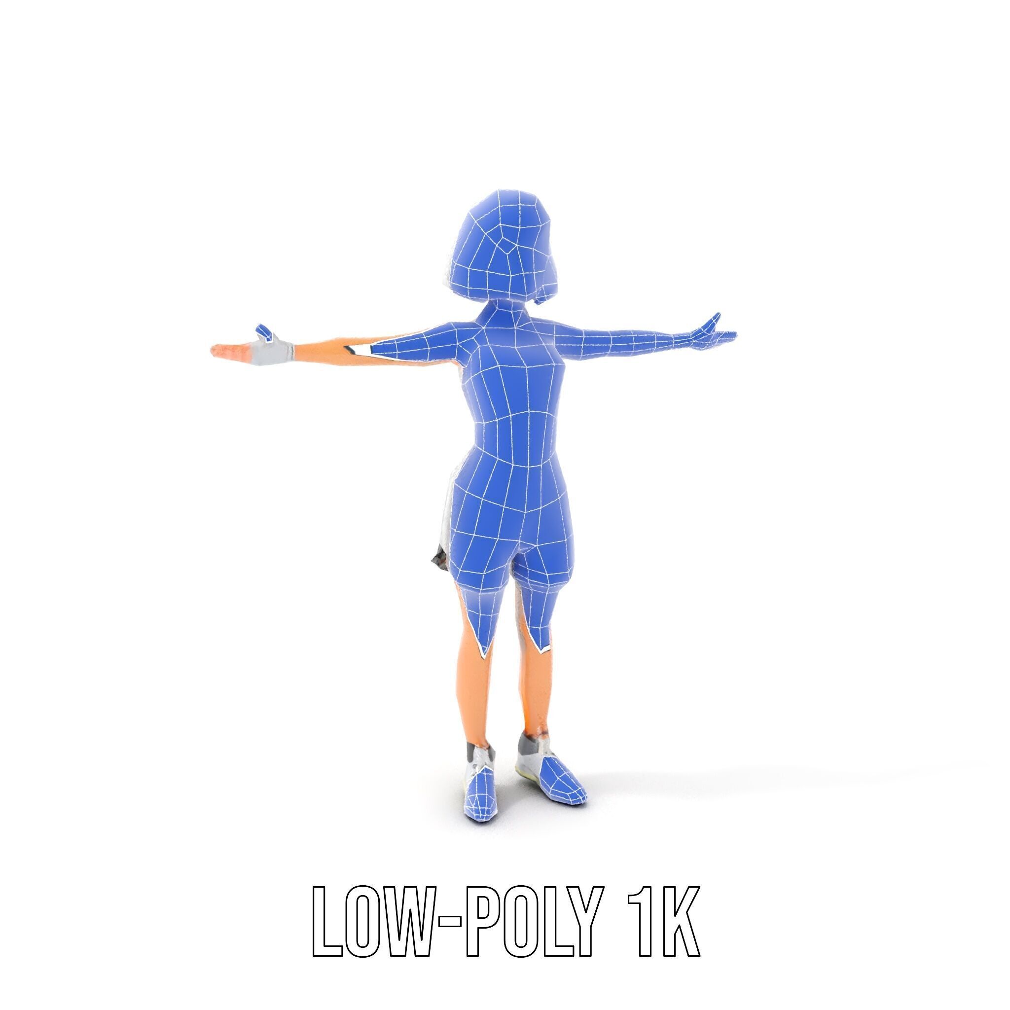 Athletic Female Character Rigged and Animated Low-poly 3D model_16