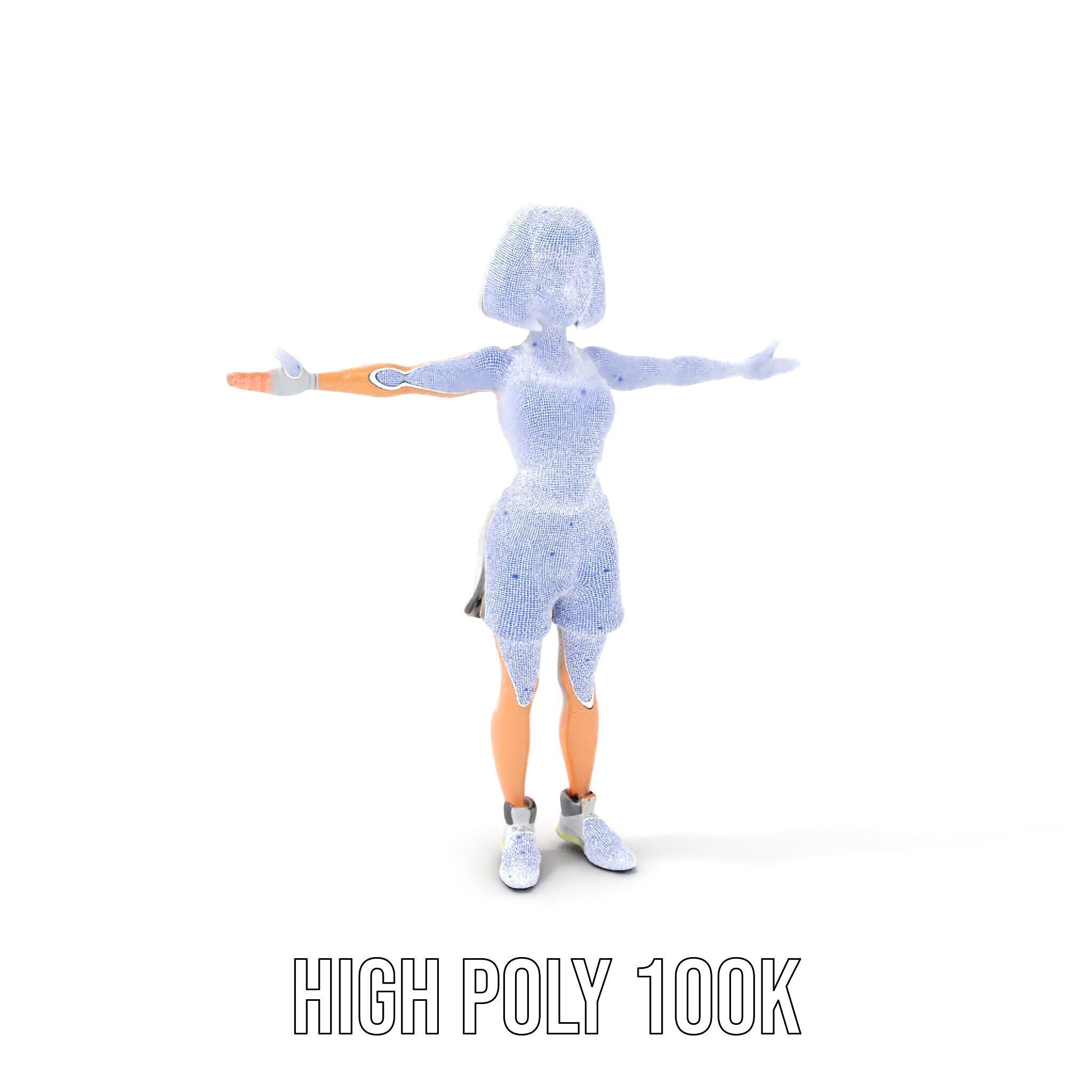 Athletic Female Character Rigged and Animated Low-poly 3D model_4