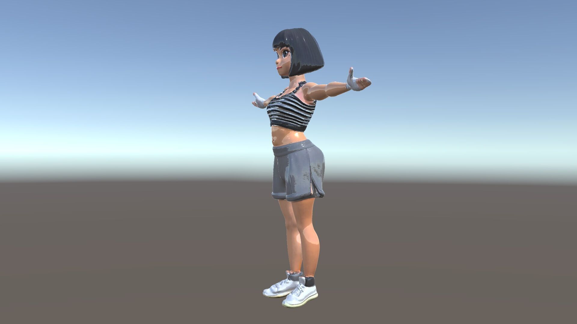 Athletic Female Character Rigged and Animated Low-poly 3D model_5