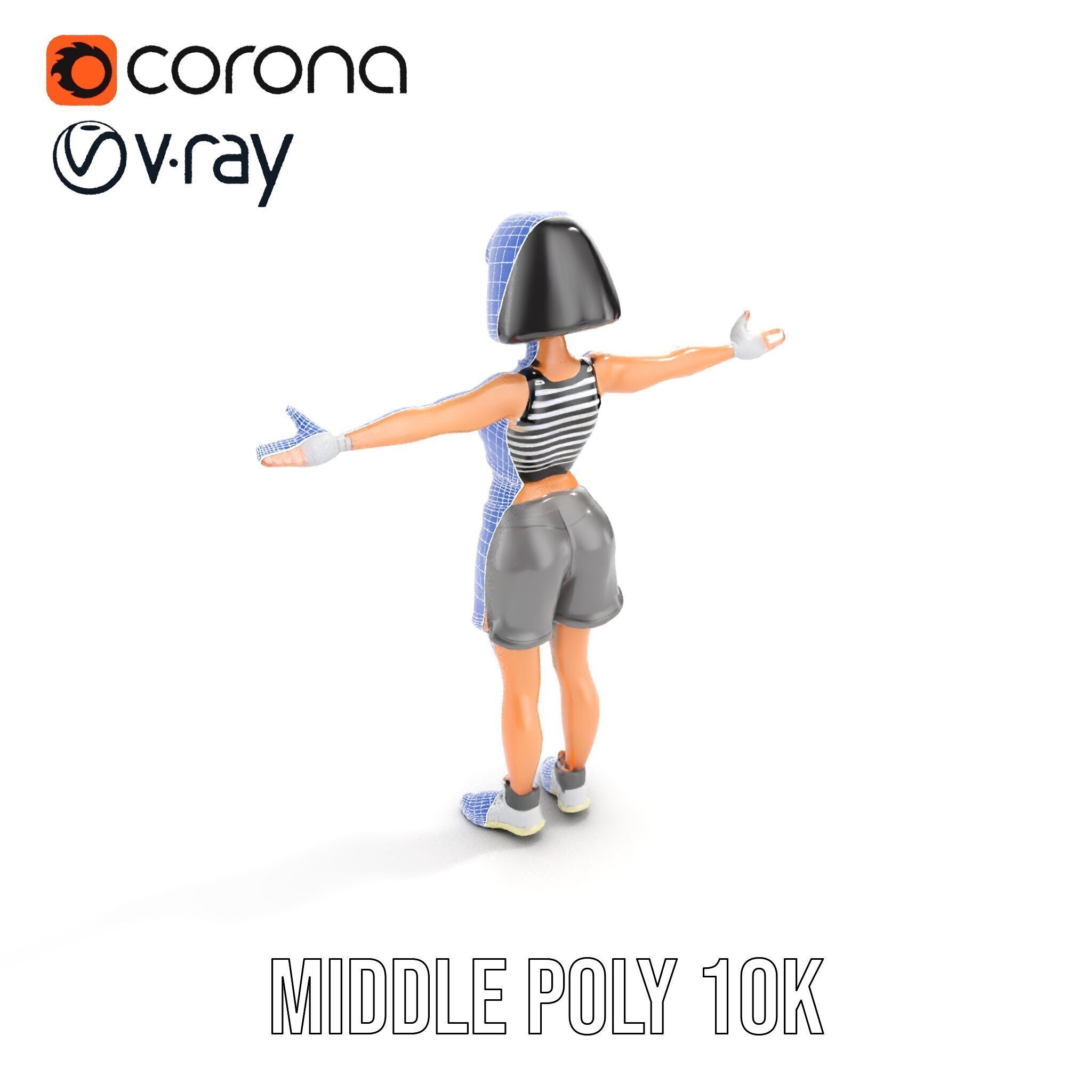 Athletic Female Character Rigged and Animated Low-poly 3D model_28