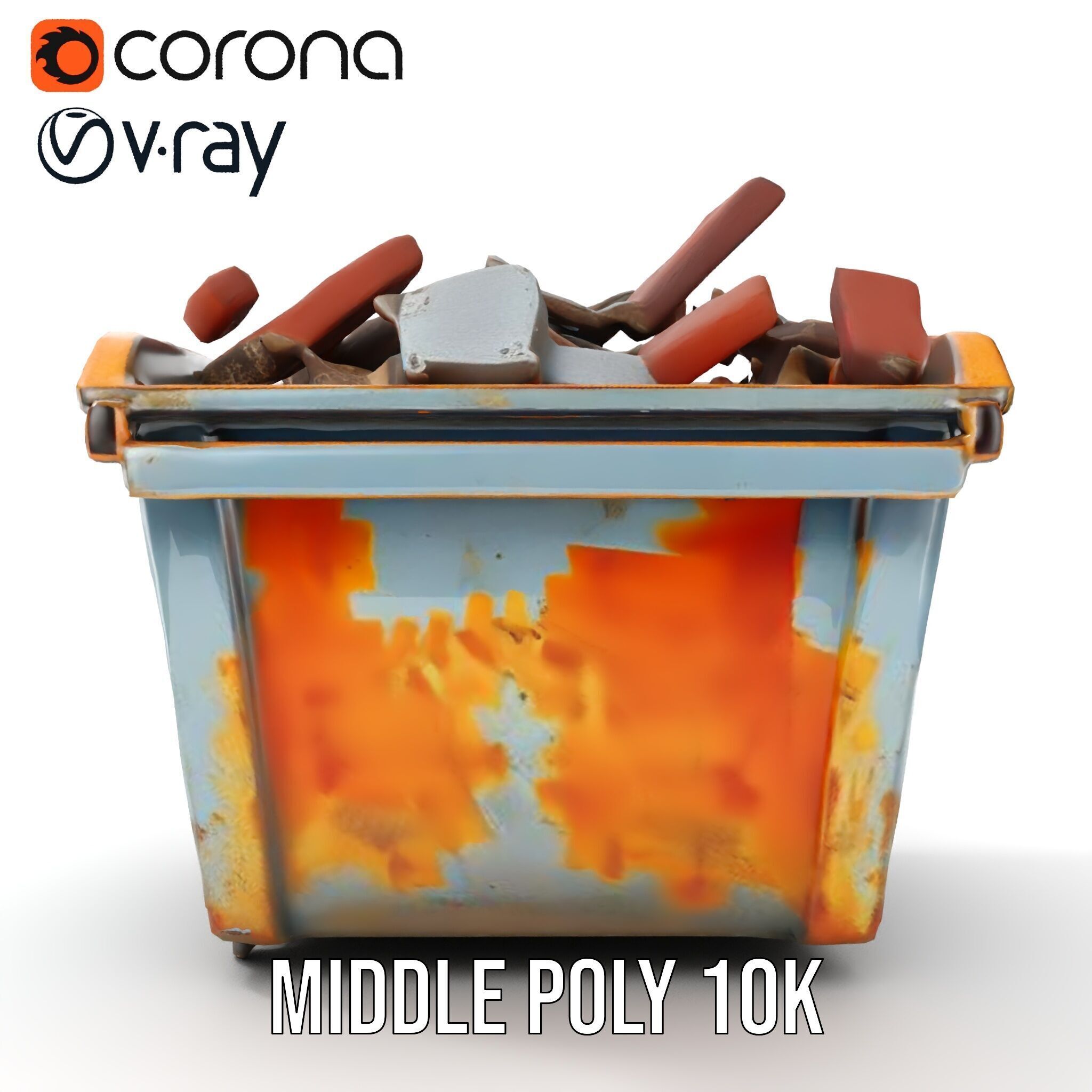Construction Dumpster with Debris Model Pack Low-poly 3D model_12
