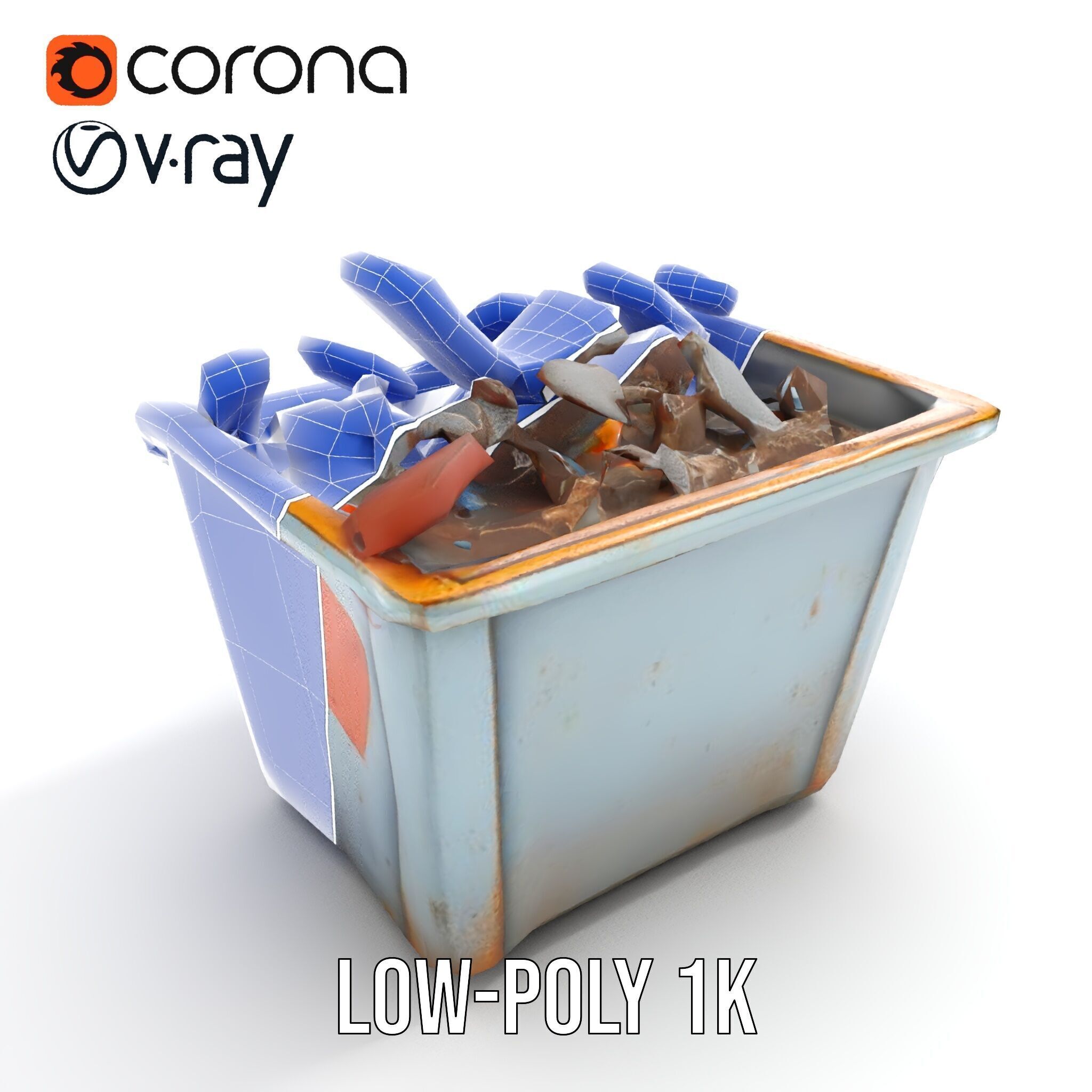 Construction Dumpster with Debris Model Pack Low-poly 3D model_29