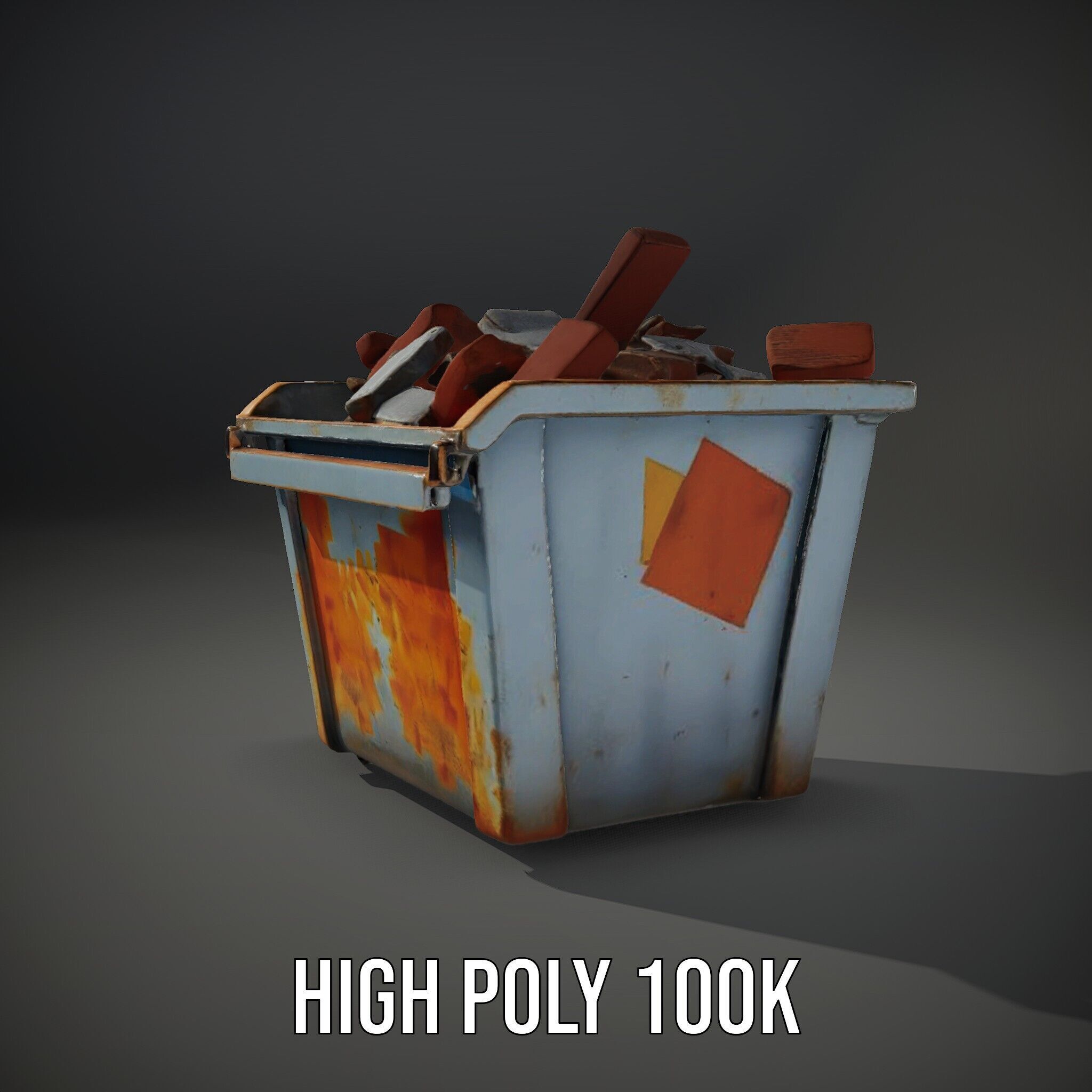 Construction Dumpster with Debris Model Pack Low-poly 3D model_8
