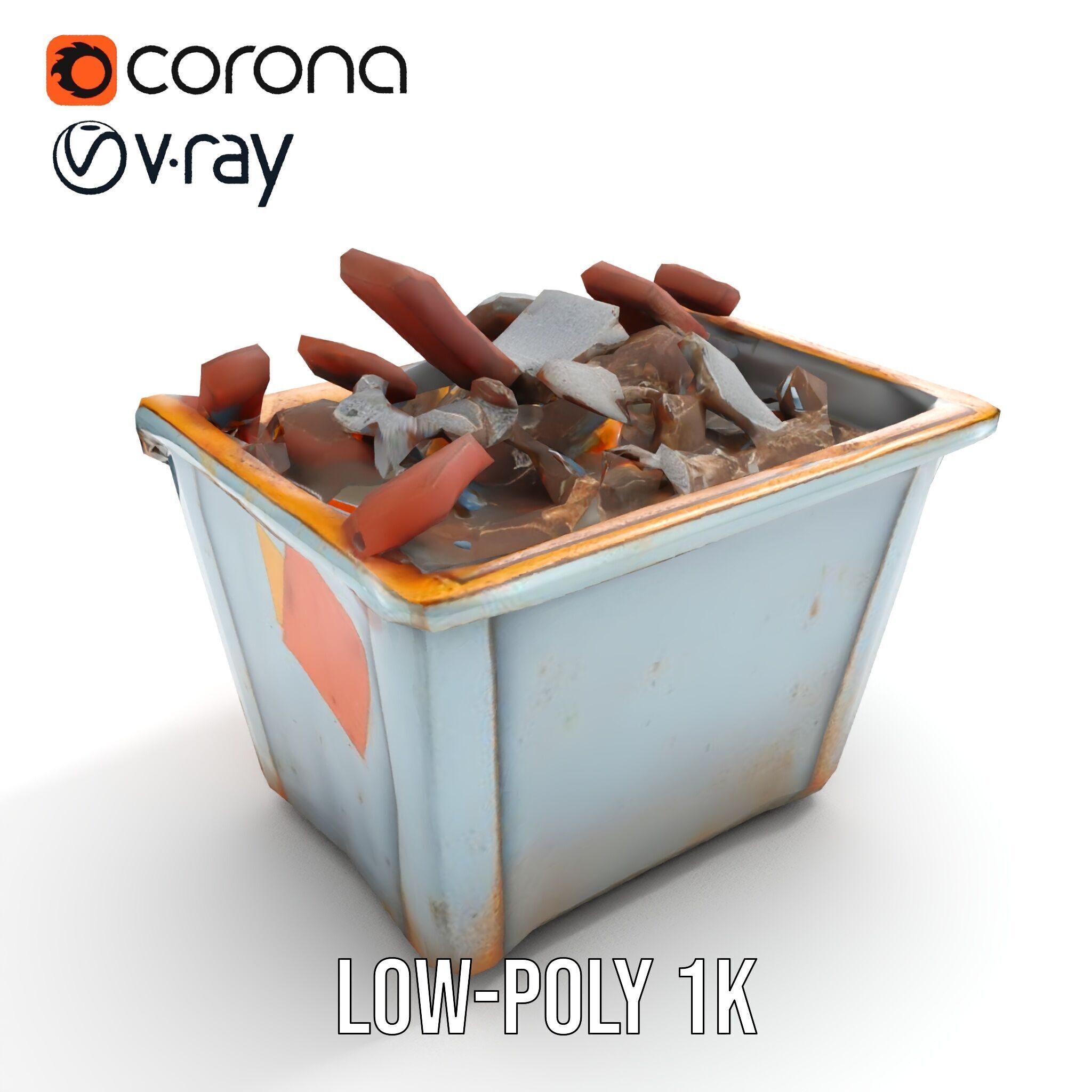 Construction Dumpster with Debris Model Pack Low-poly 3D model_10