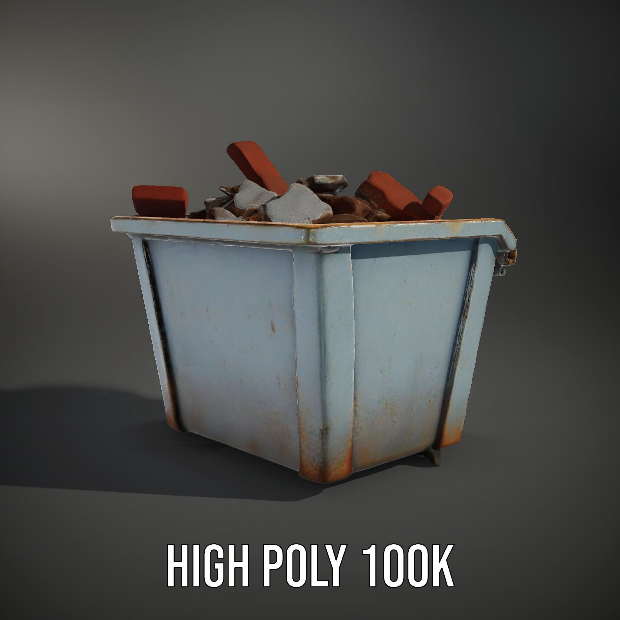 Construction Dumpster with Debris Model Pack Low-poly 3D model_14