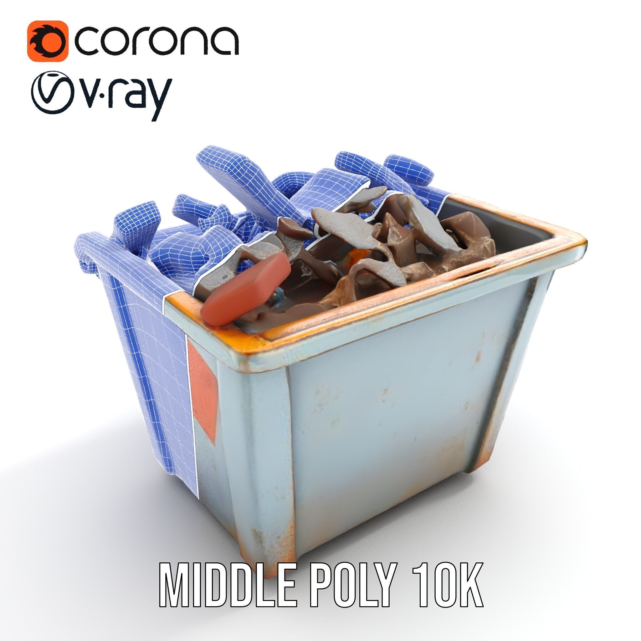 Construction Dumpster with Debris Model Pack Low-poly 3D model_6