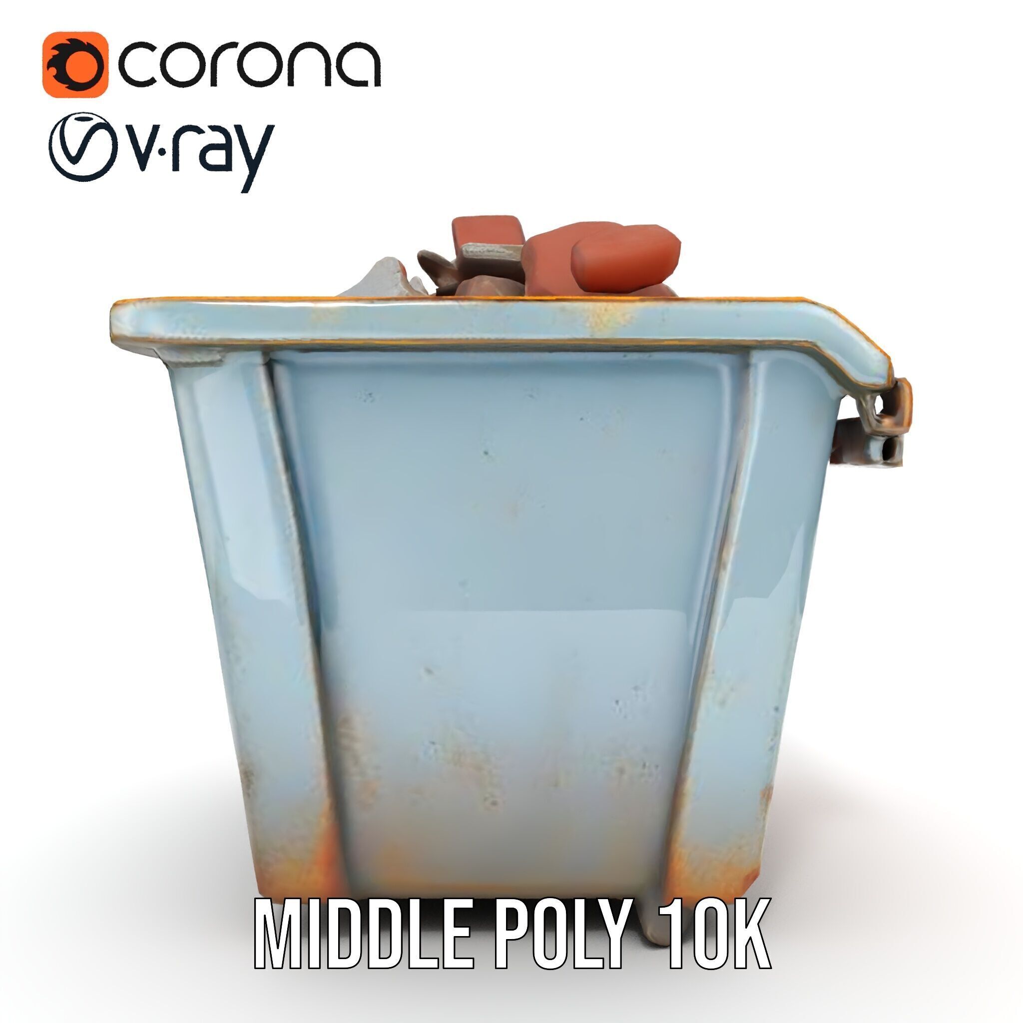 Construction Dumpster with Debris Model Pack Low-poly 3D model_19