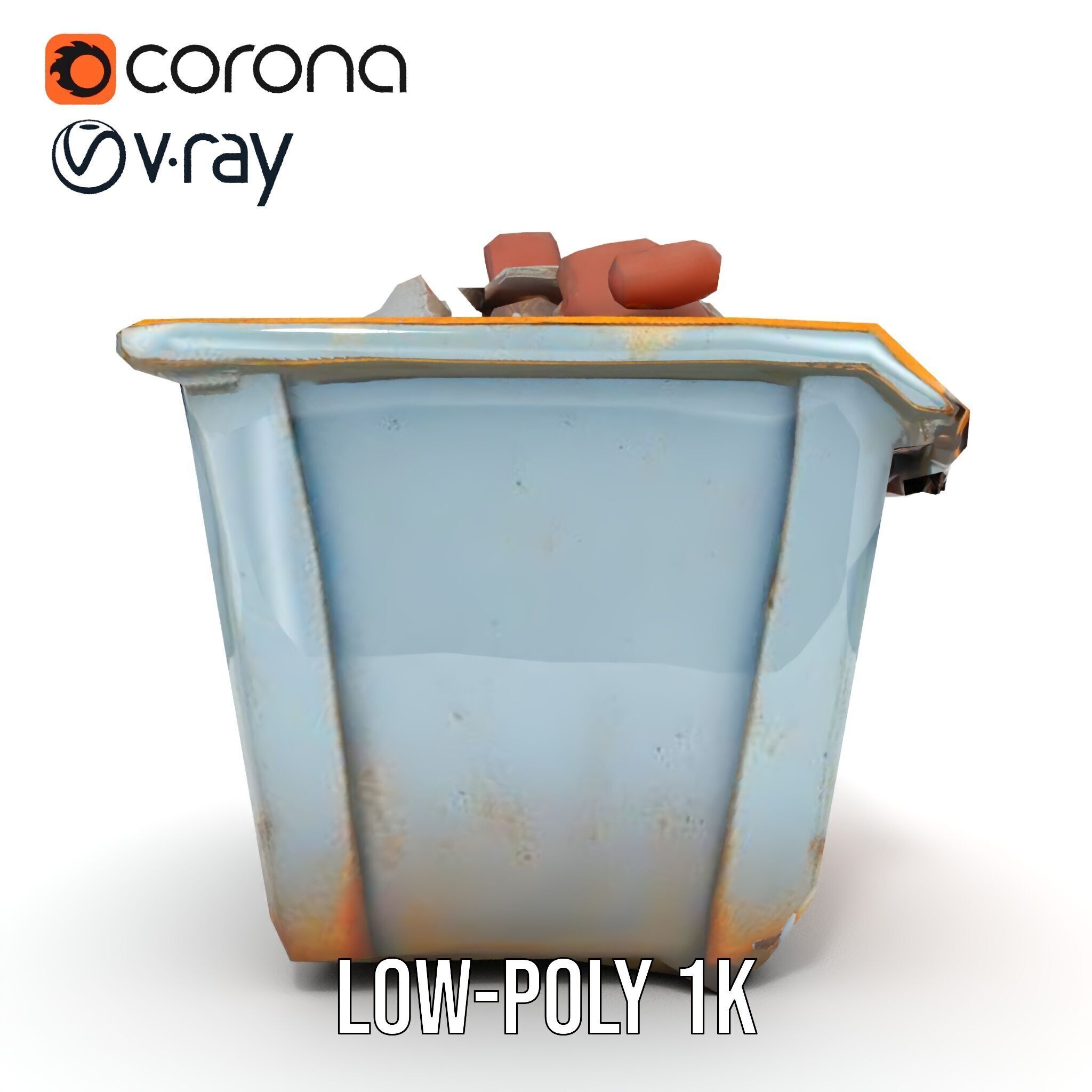 Construction Dumpster with Debris Model Pack Low-poly 3D model_20