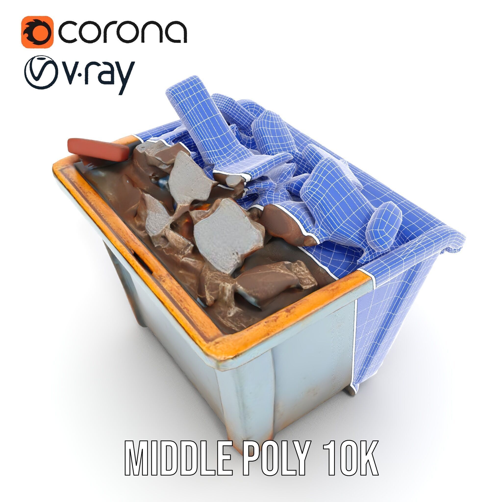 Construction Dumpster with Debris Model Pack Low-poly 3D model_17