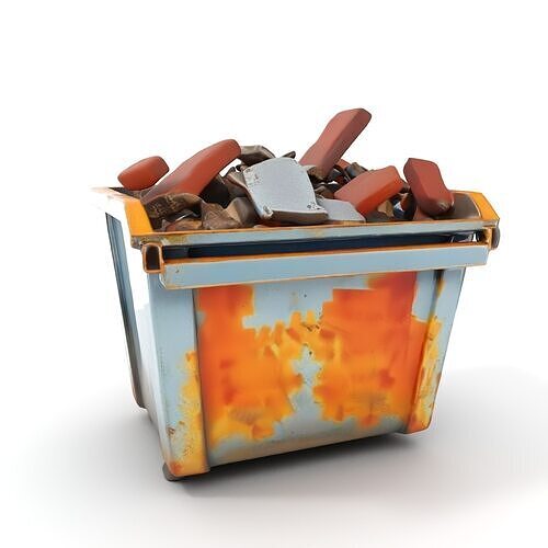 Construction Dumpster with Debris Model Pack Low-poly 3D model