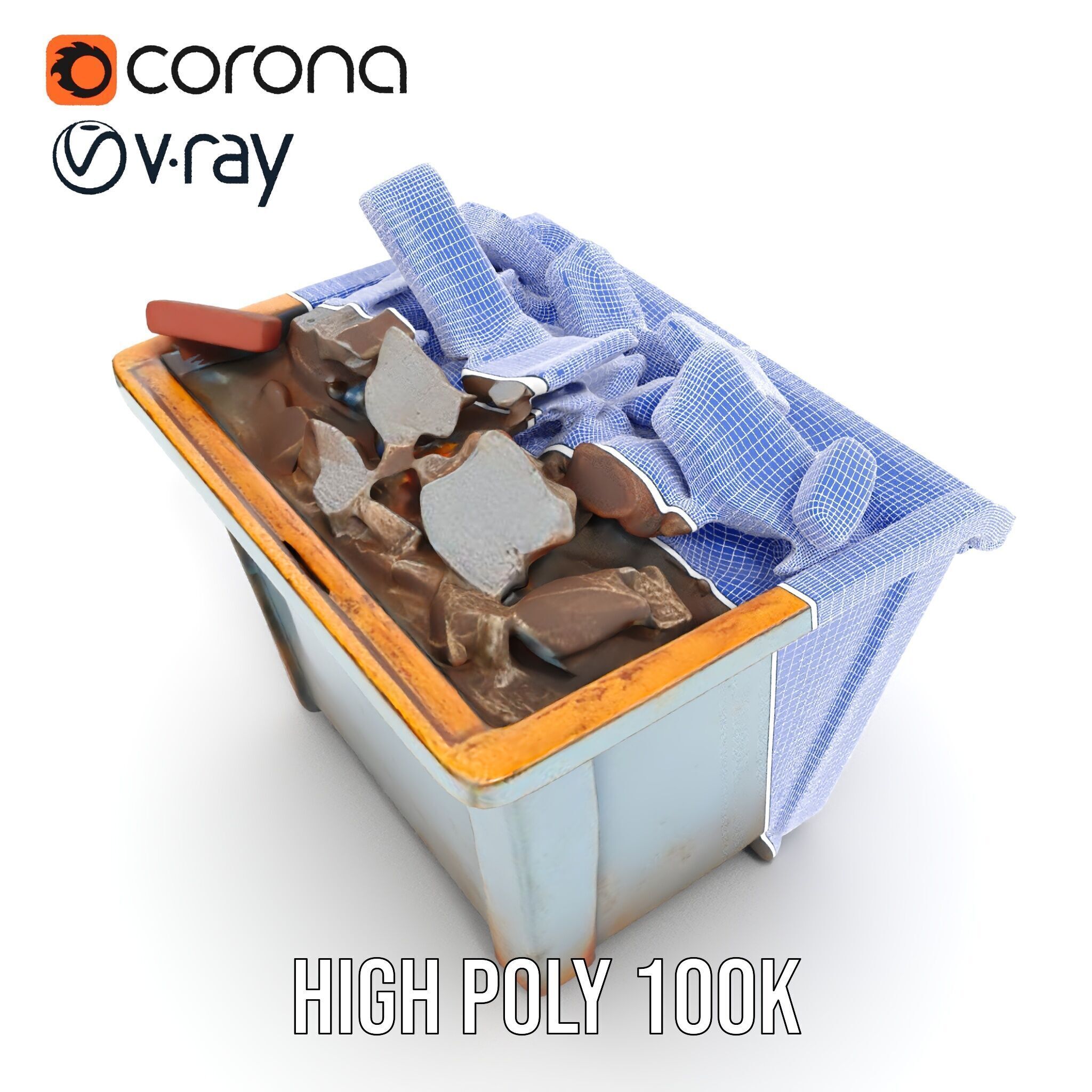 Construction Dumpster with Debris Model Pack Low-poly 3D model_37