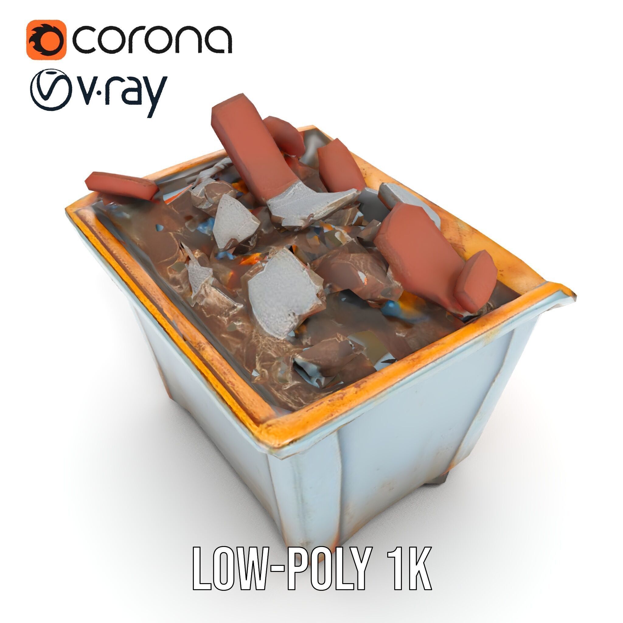 Construction Dumpster with Debris Model Pack Low-poly 3D model_13