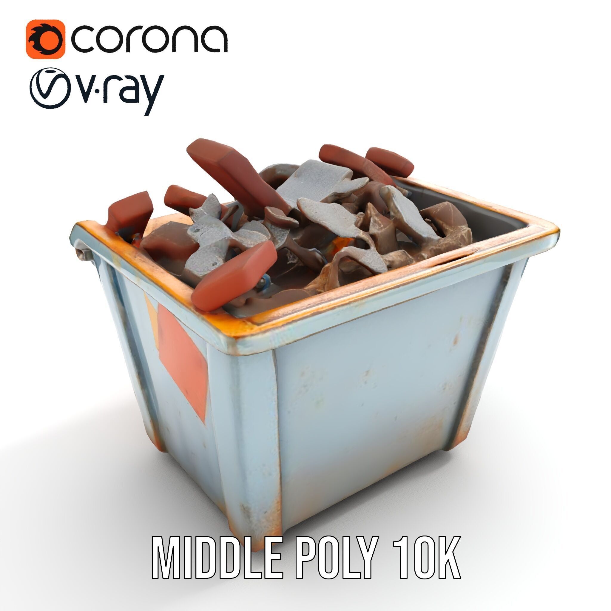 Construction Dumpster with Debris Model Pack Low-poly 3D model_15