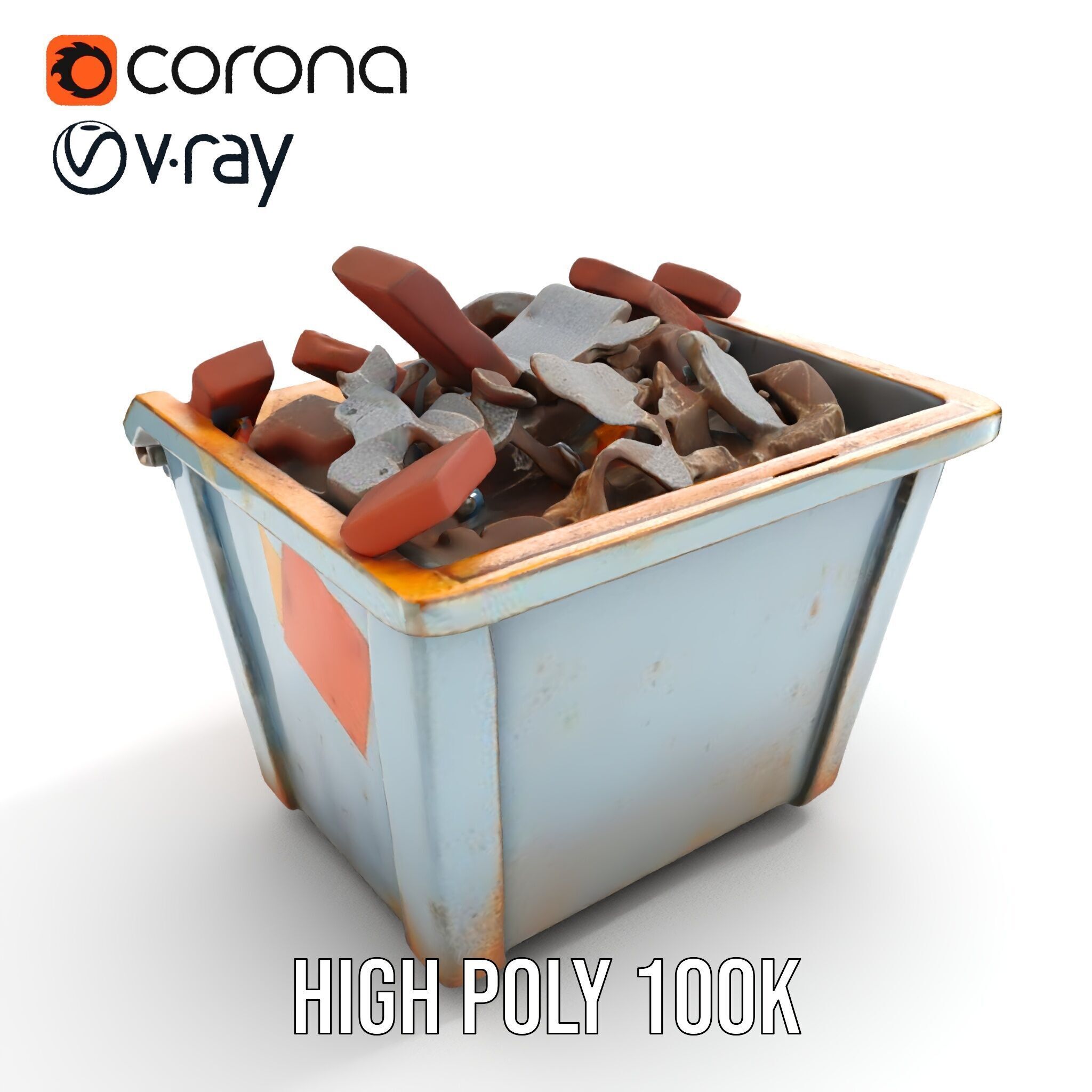 Construction Dumpster with Debris Model Pack Low-poly 3D model_27