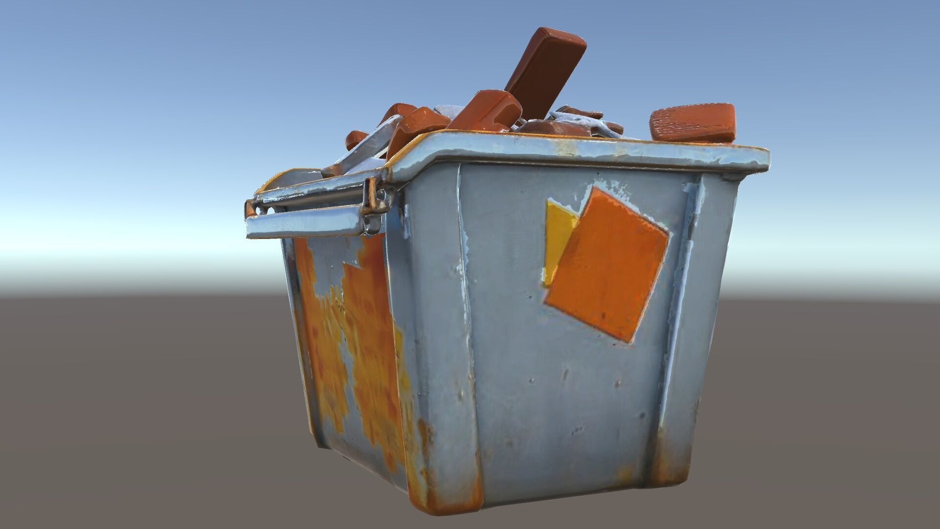Construction Dumpster with Debris Model Pack Low-poly 3D model_34