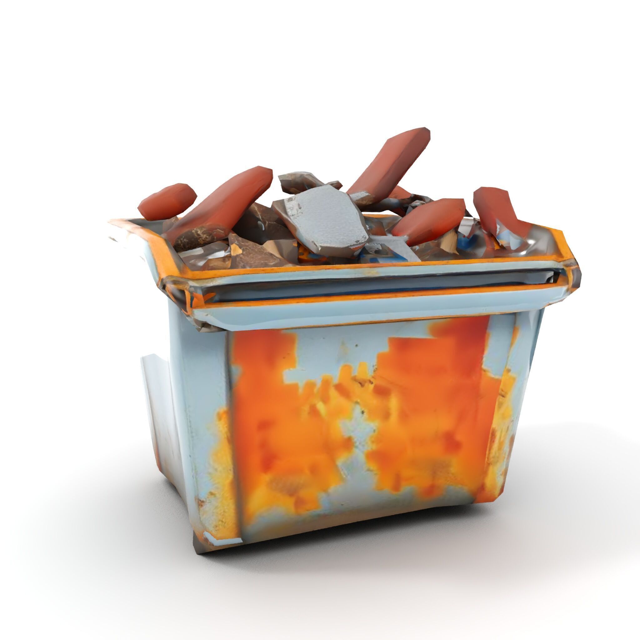 Construction Dumpster with Debris Model Pack Low-poly 3D model_7