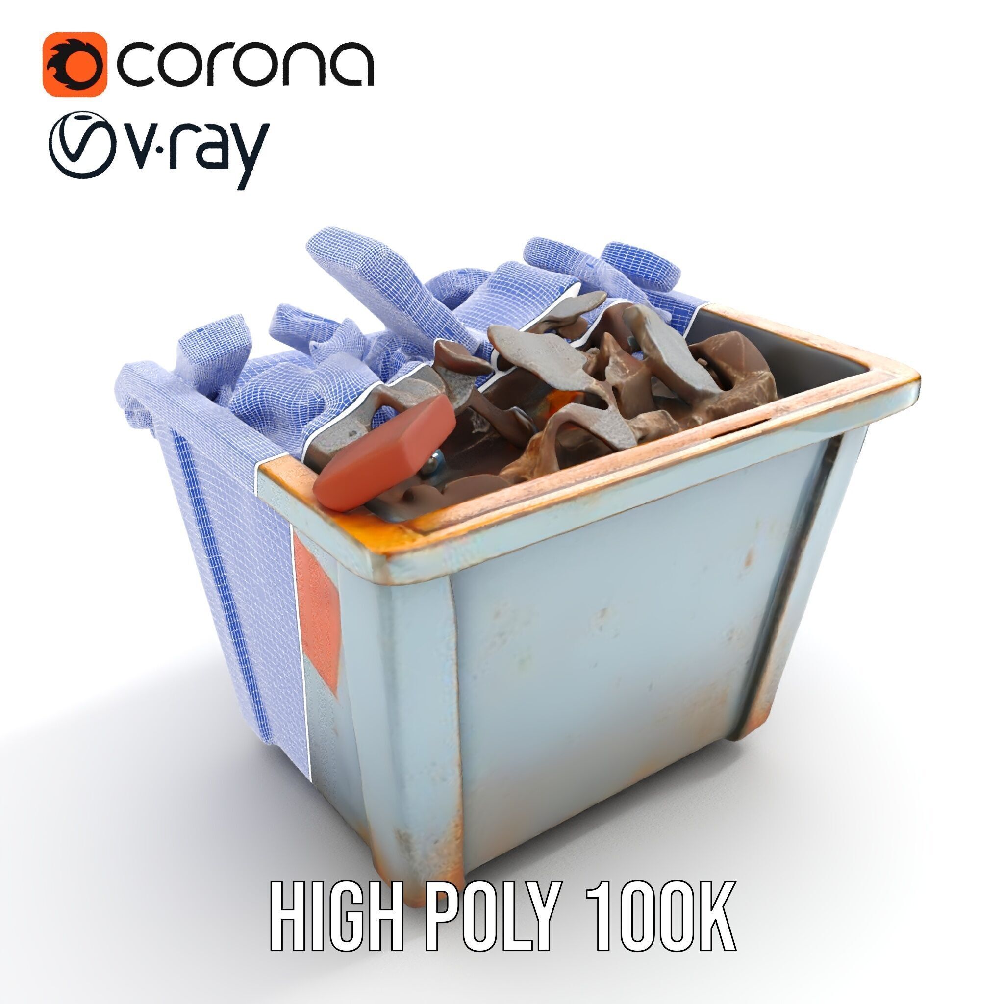 Construction Dumpster with Debris Model Pack Low-poly 3D model_30