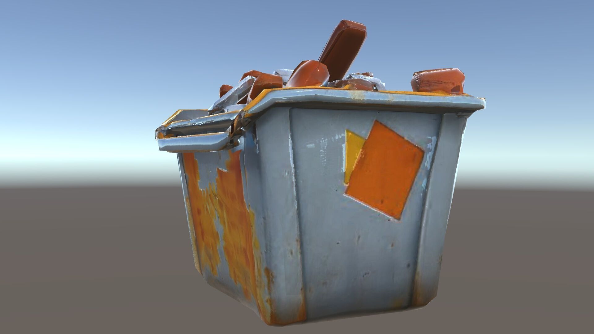 Construction Dumpster with Debris Model Pack Low-poly 3D model_35