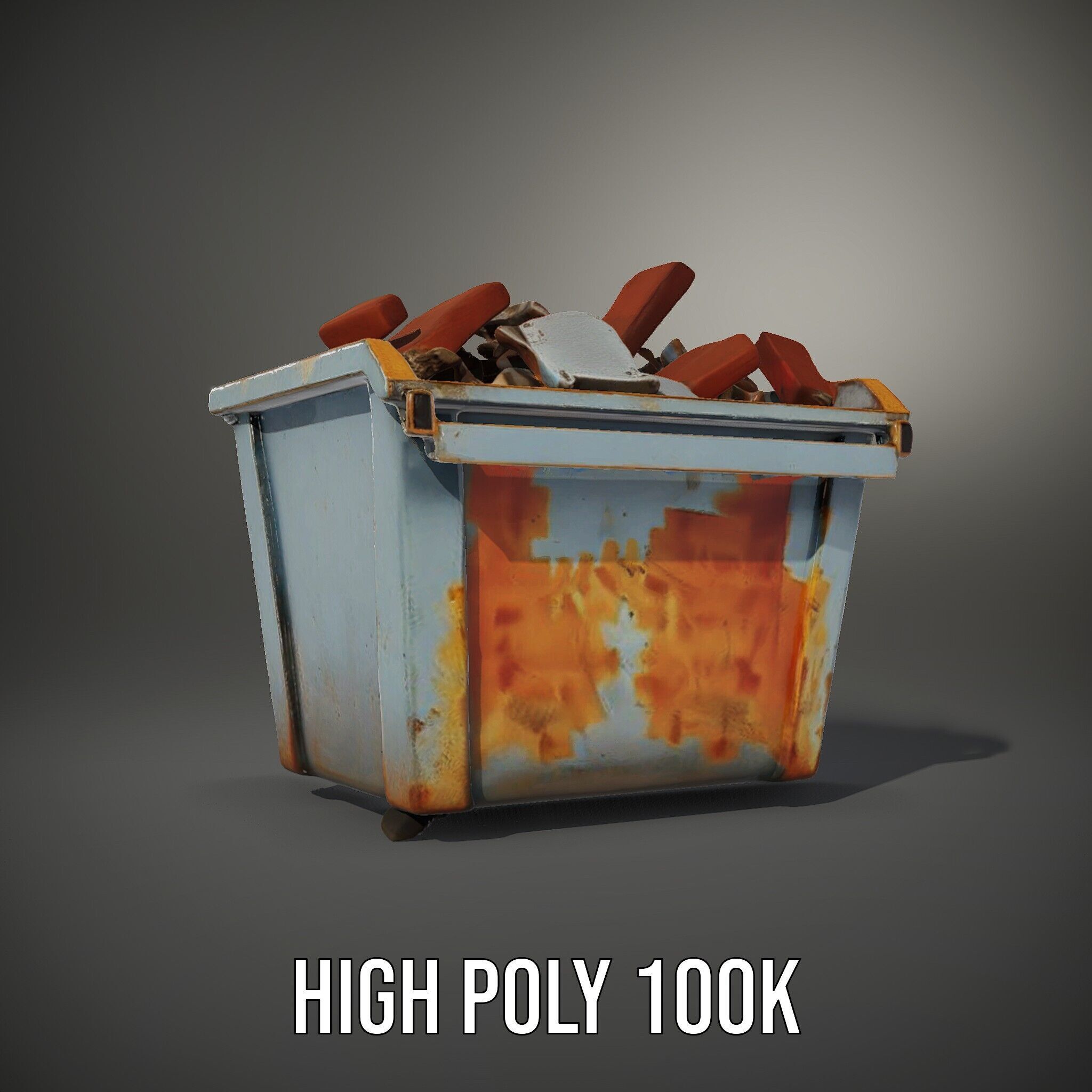 Construction Dumpster with Debris Model Pack Low-poly 3D model_11