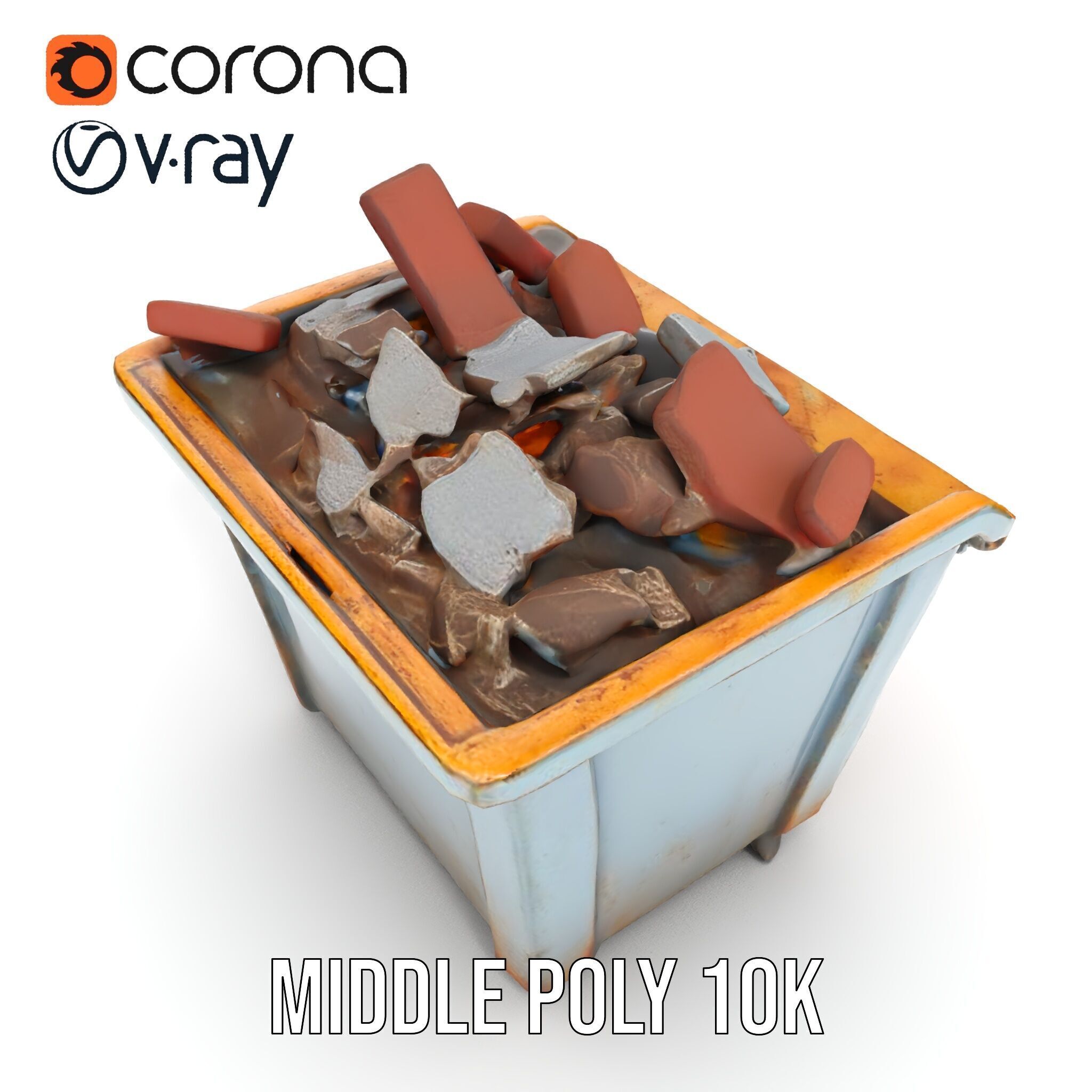 Construction Dumpster with Debris Model Pack Low-poly 3D model_25