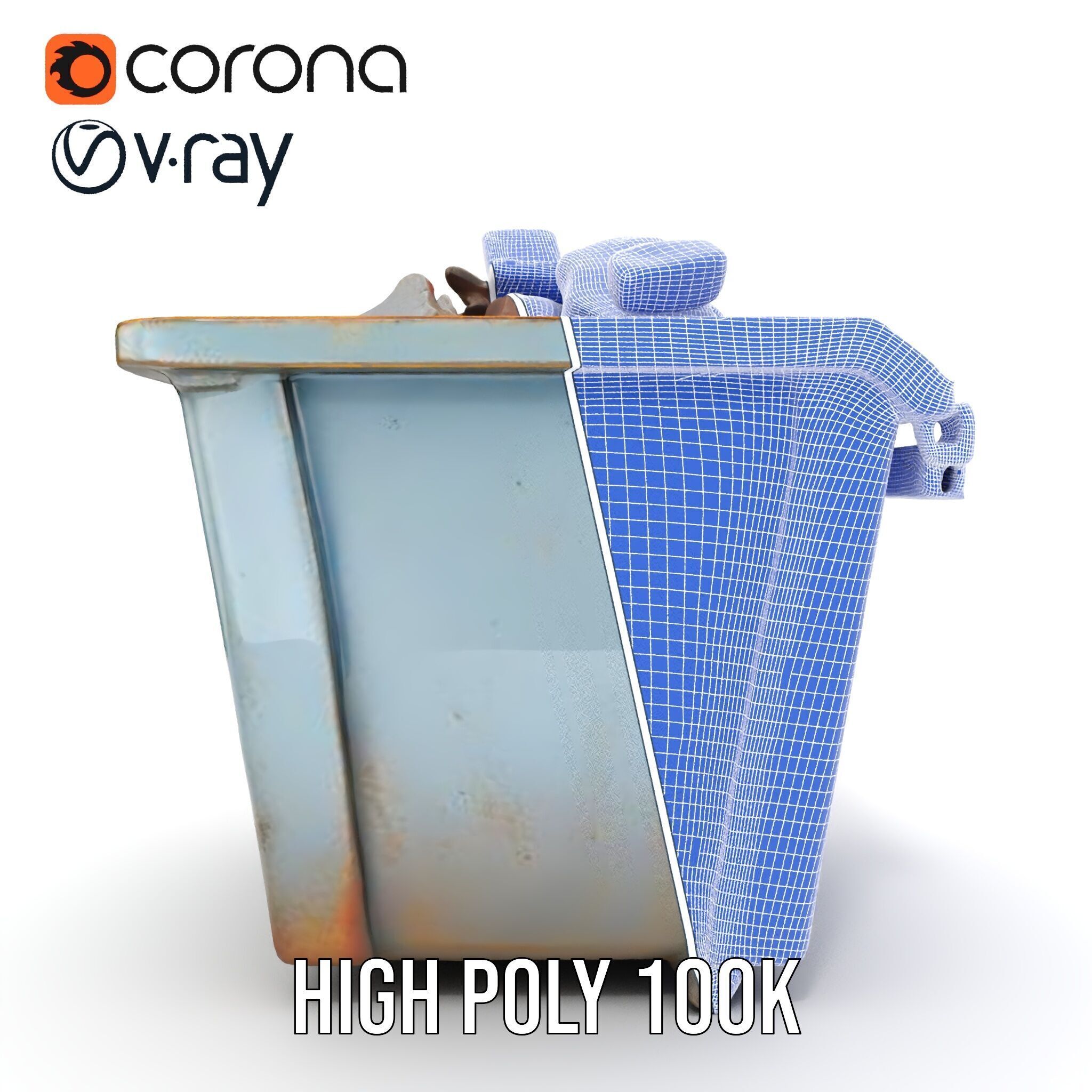 Construction Dumpster with Debris Model Pack Low-poly 3D model_36