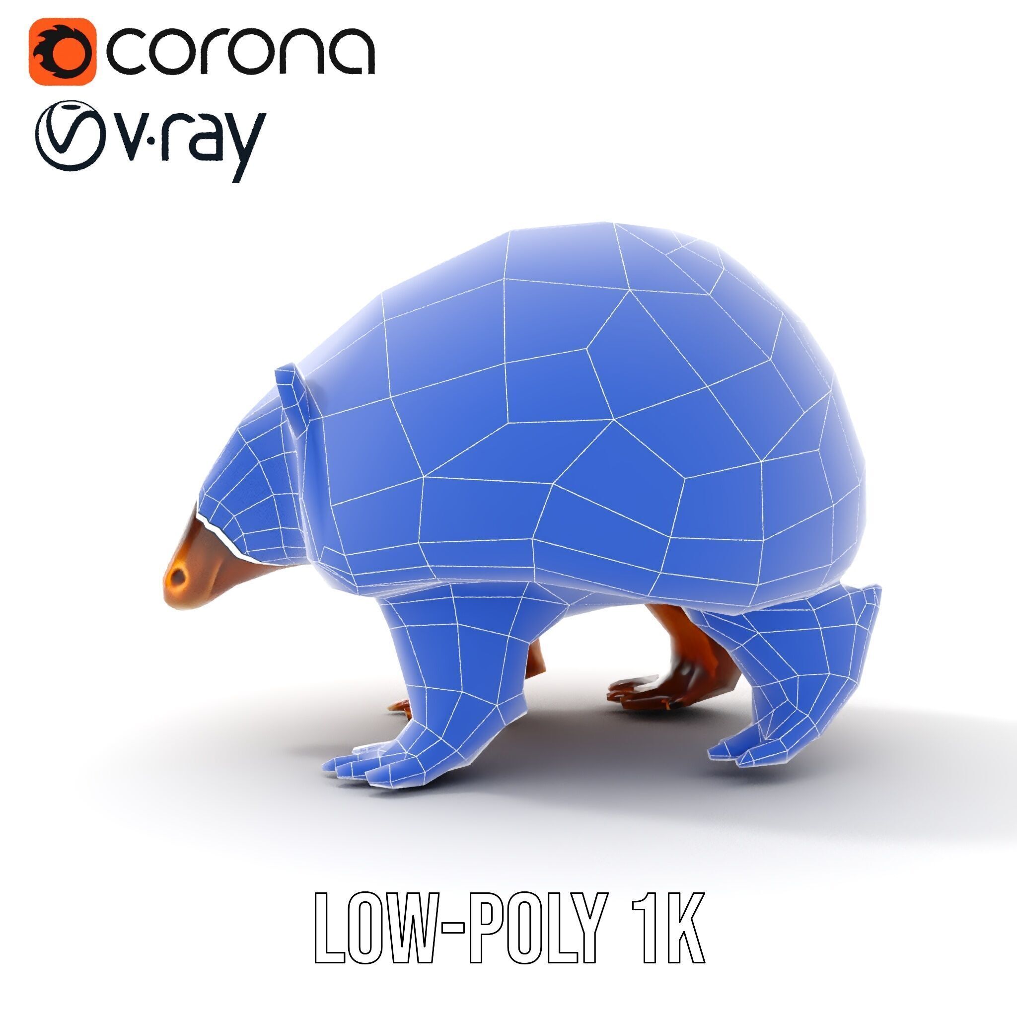 Armadillo D Model Pack with Textured Shell Low-poly 3D model_13
