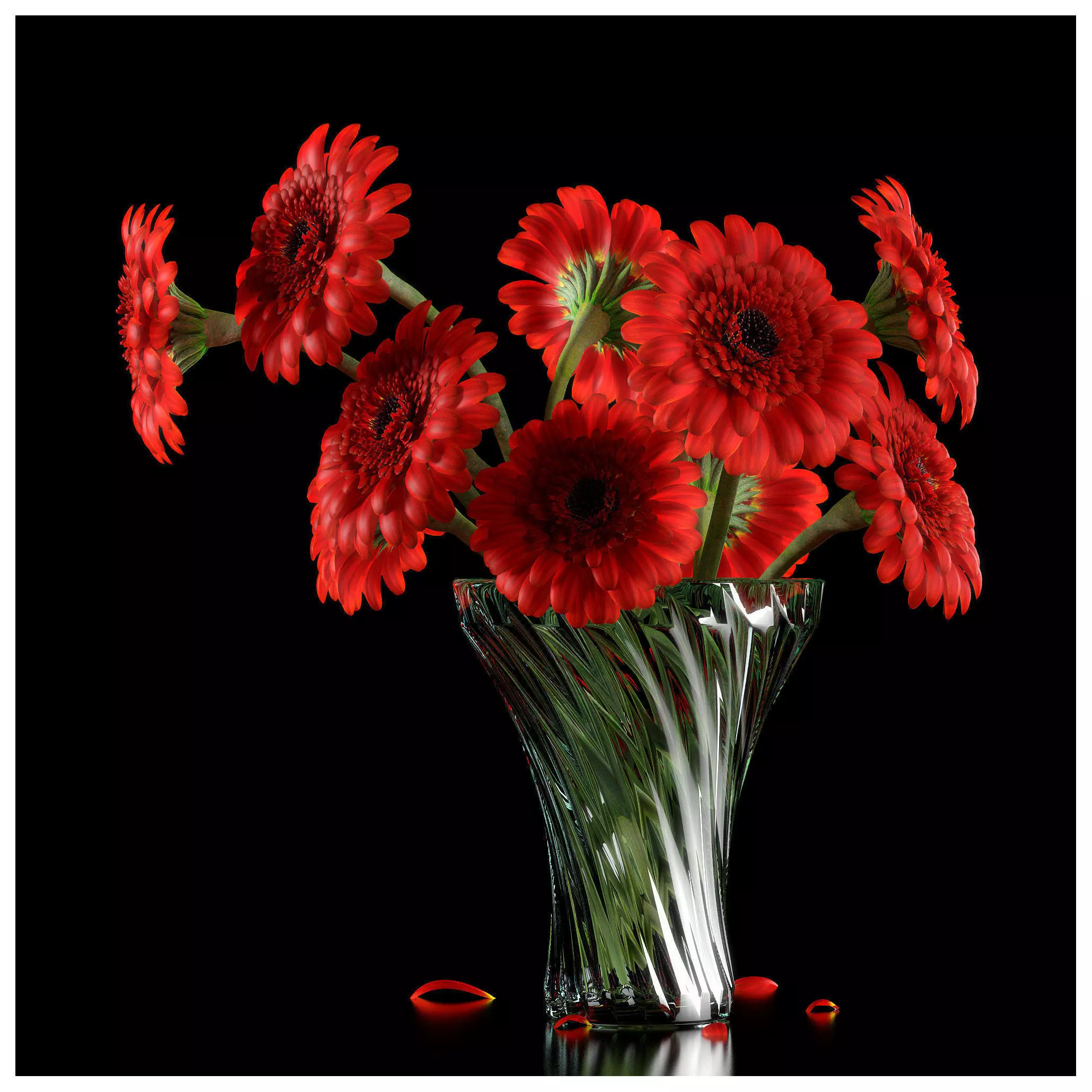 RED GERBERA 3D model_0