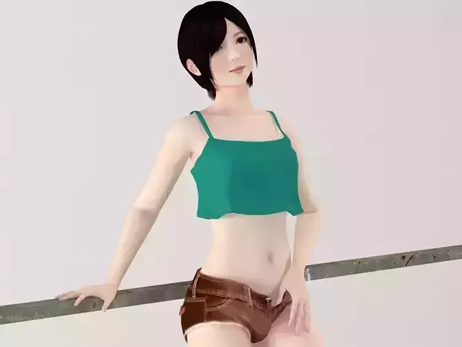 Rina short pants pose 05