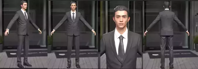 Asian Man In Business Suit Game Assets