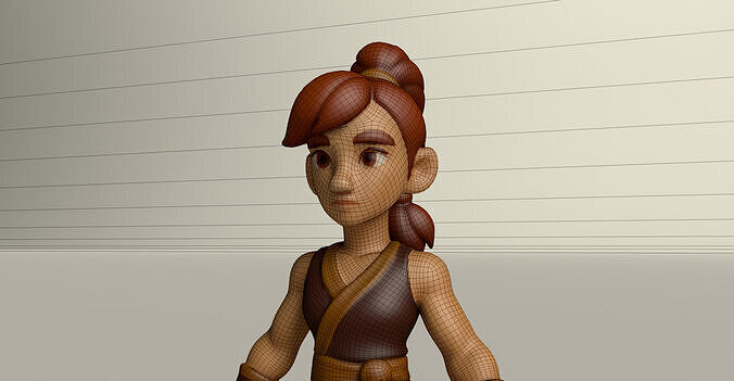 Stylized Game Ready Human Character Rigged named Stela Low-poly 3D model