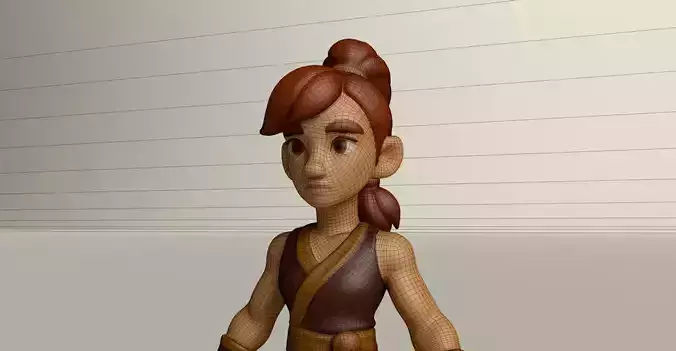 Stylized Game Ready Human Character Rigged named Stela Low-poly 3D model