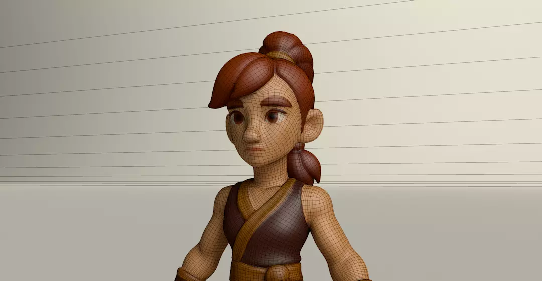 Stylized Game Ready Human Character Rigged named Stela Low-poly 3D model_0