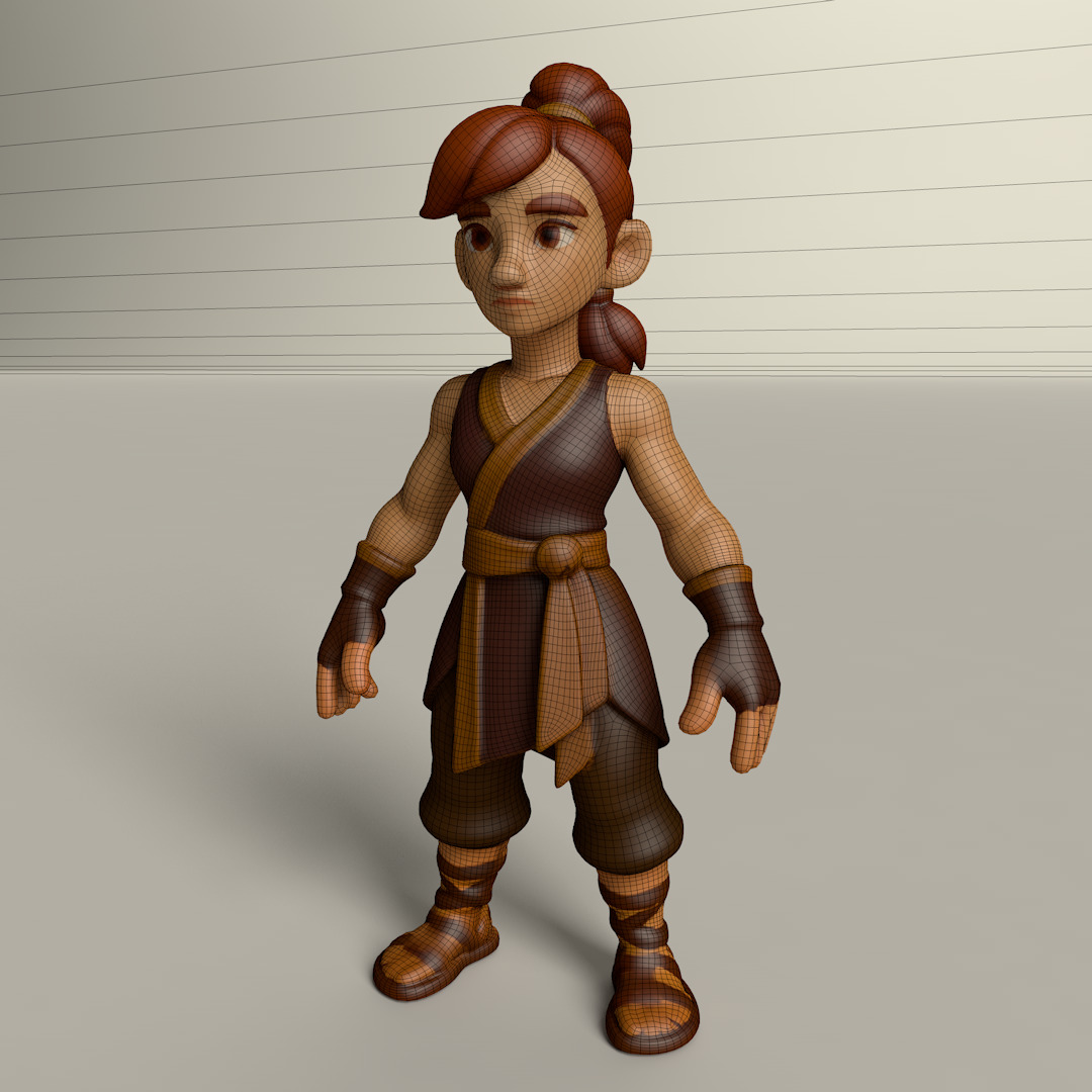 Stylized Game Ready Human Character Rigged named Stela Low-poly 3D model_2