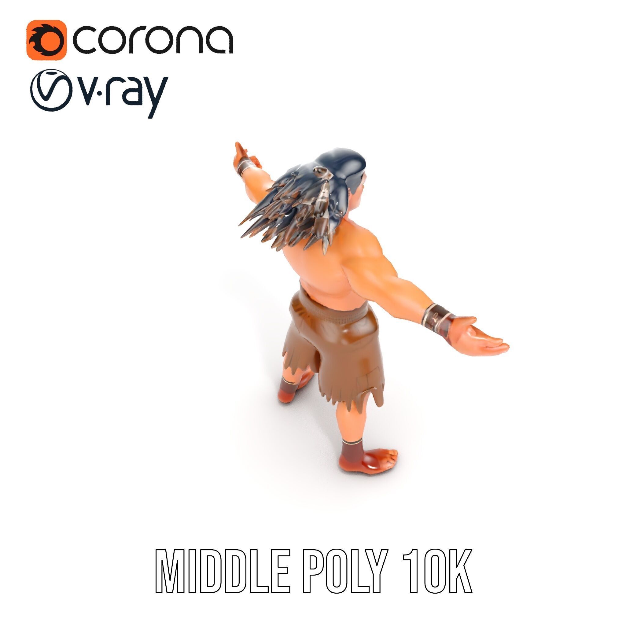 Warrior of the Plains  Rigged and Animated D Character Model Low-poly 3D model_18