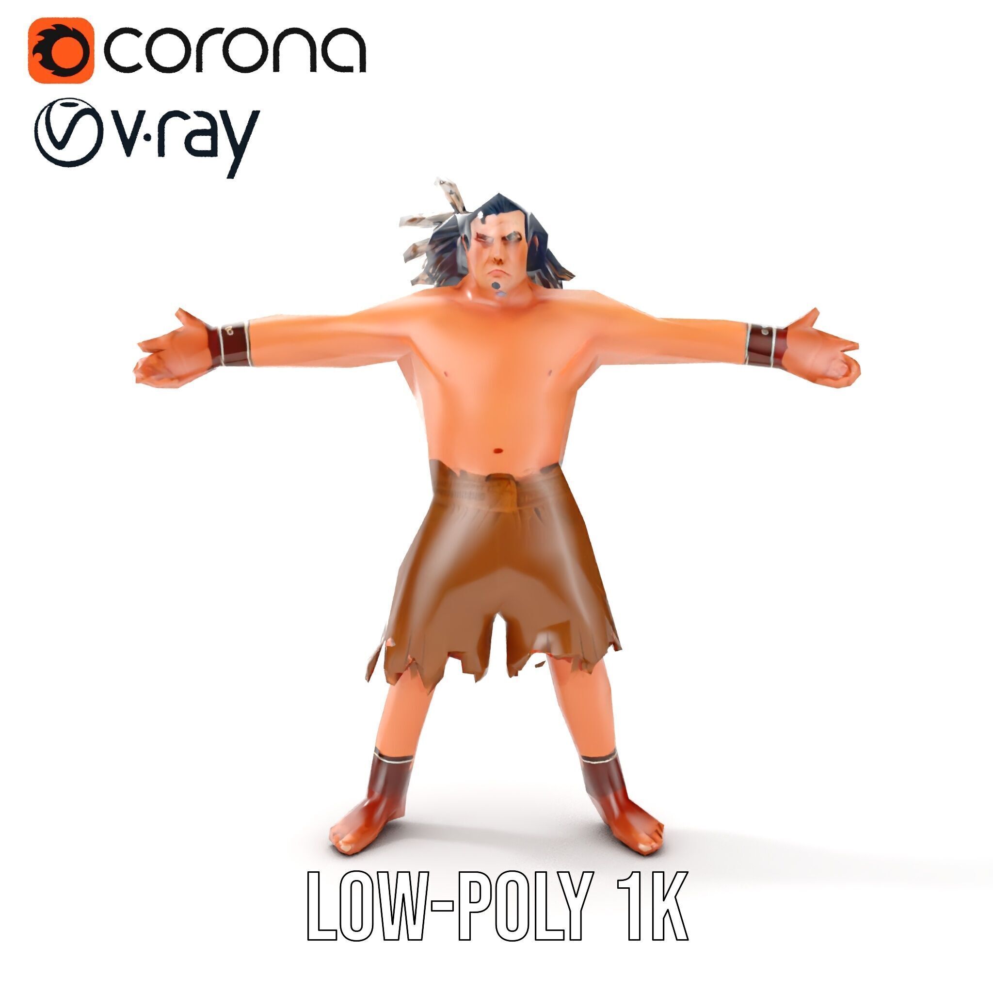 Warrior of the Plains  Rigged and Animated D Character Model Low-poly 3D model_16
