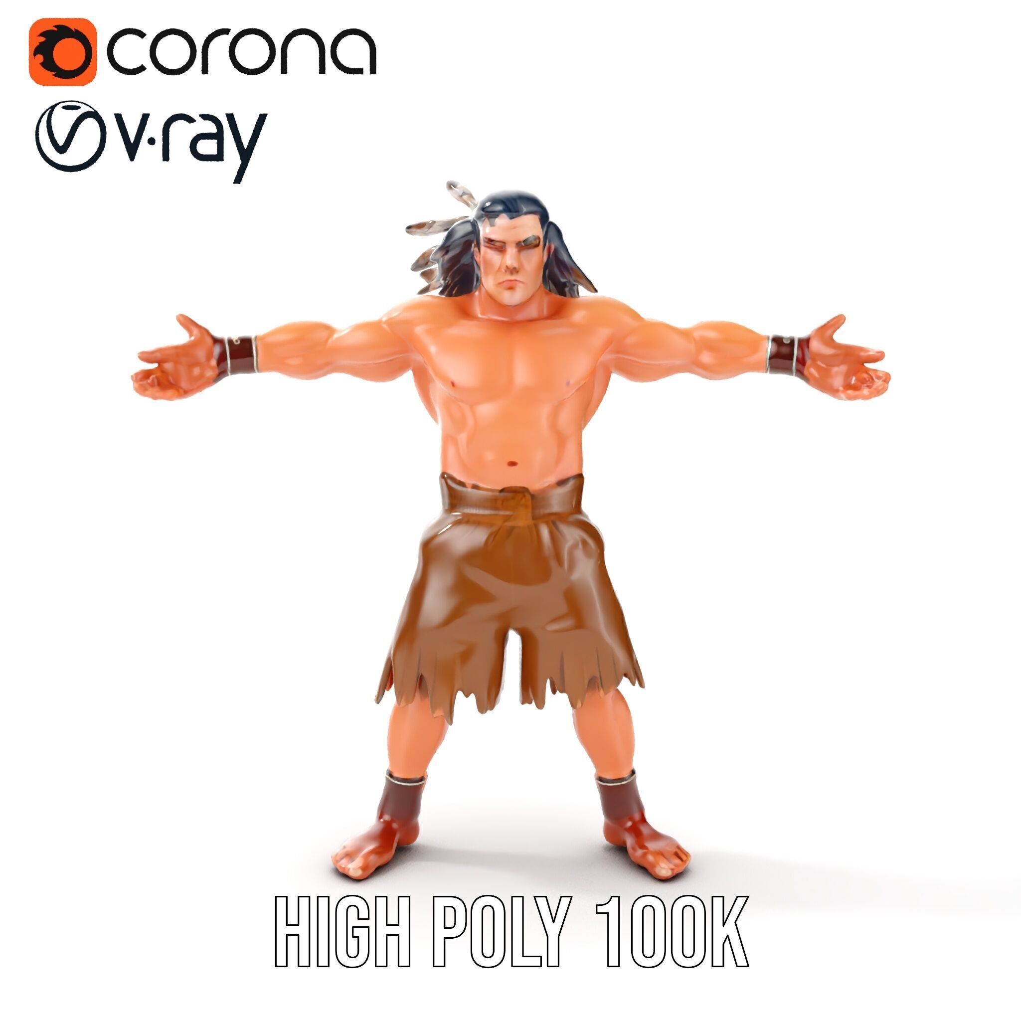 Warrior of the Plains  Rigged and Animated D Character Model Low-poly 3D model_27