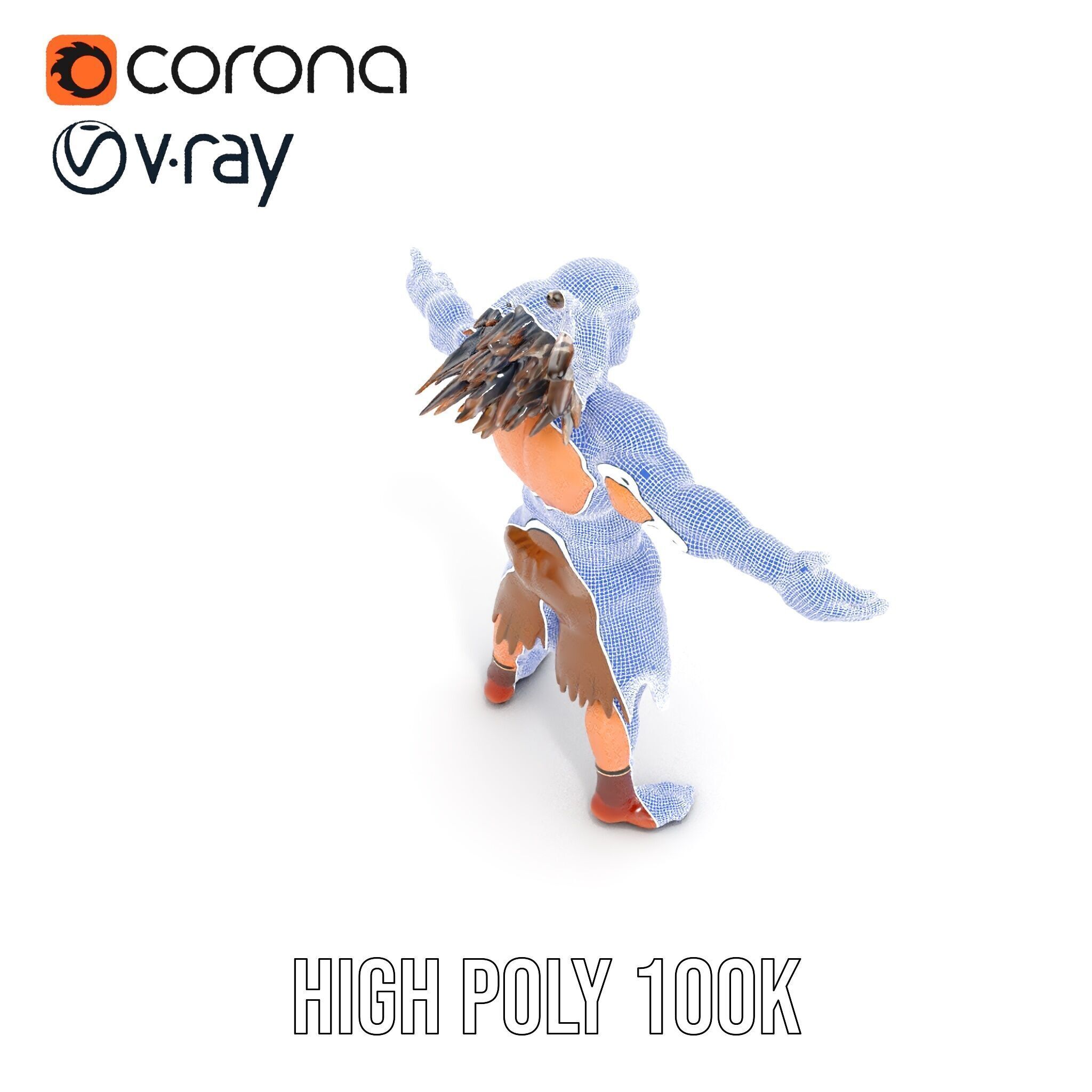 Warrior of the Plains  Rigged and Animated D Character Model Low-poly 3D model_38