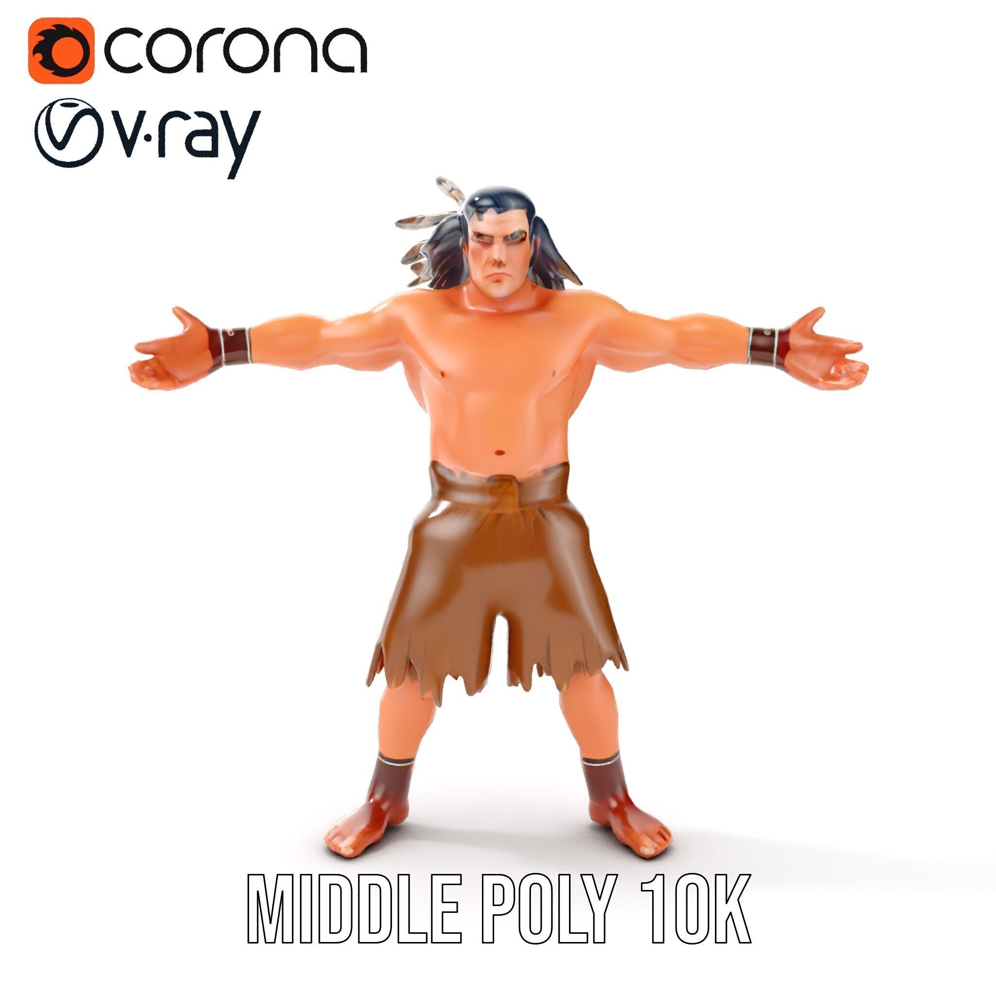 Warrior of the Plains  Rigged and Animated D Character Model Low-poly 3D model_15