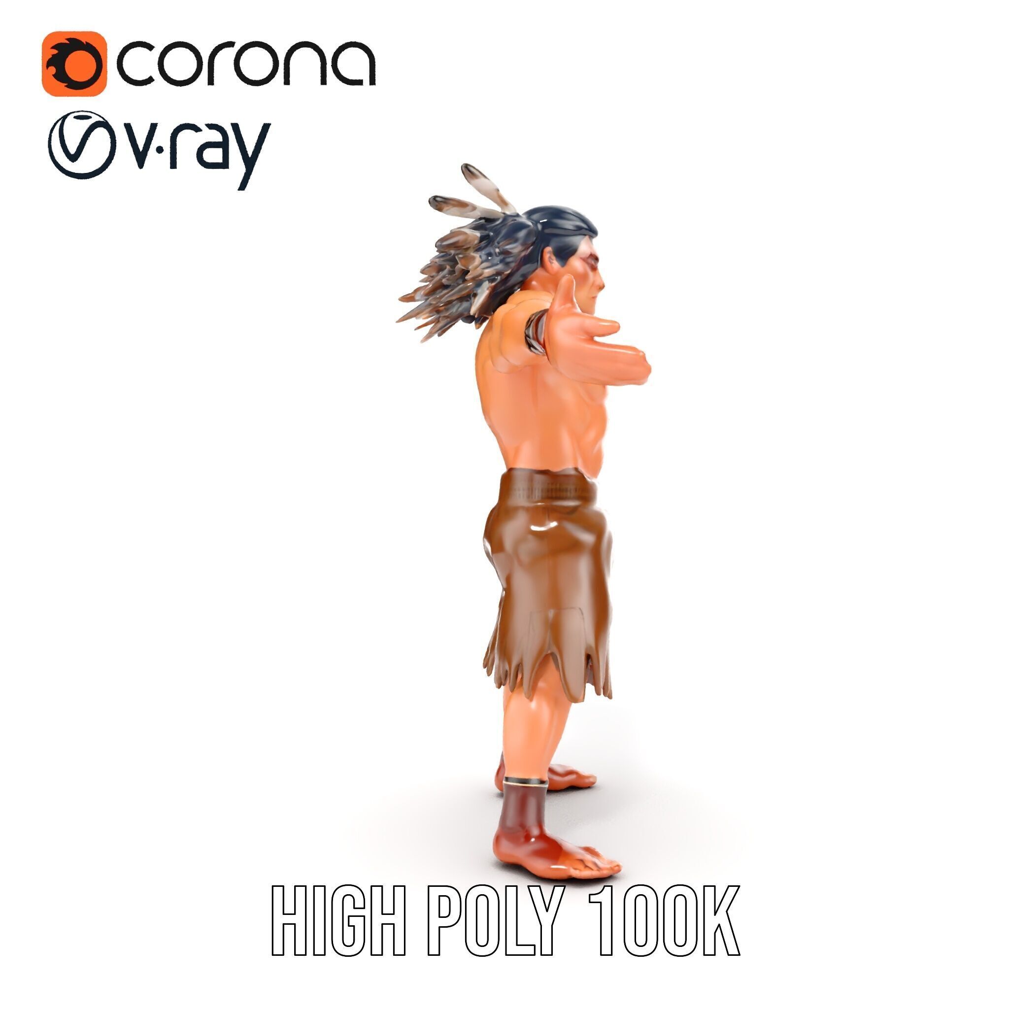 Warrior of the Plains  Rigged and Animated D Character Model Low-poly 3D model_30