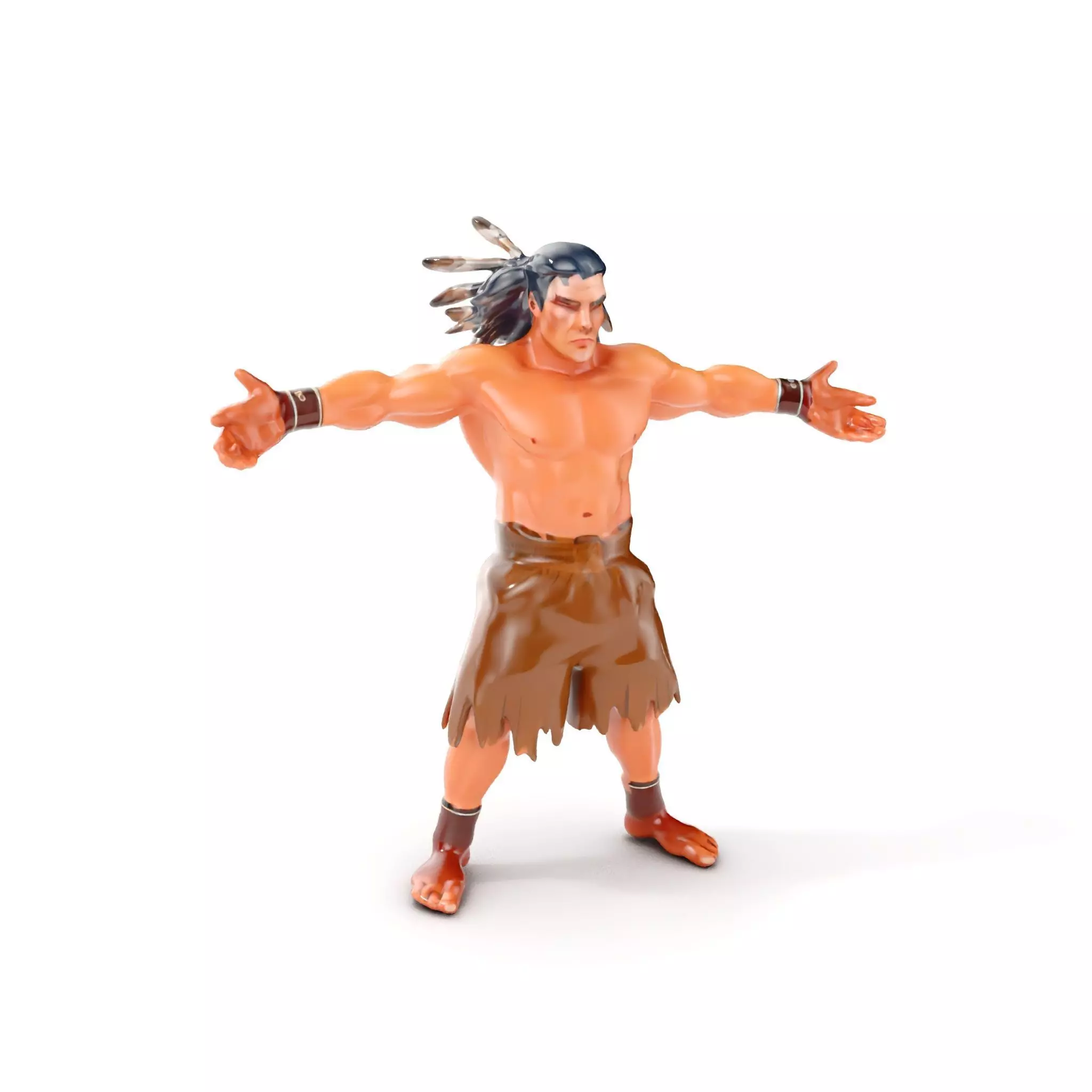 Warrior of the Plains  Rigged and Animated D Character Model Low-poly 3D model_0