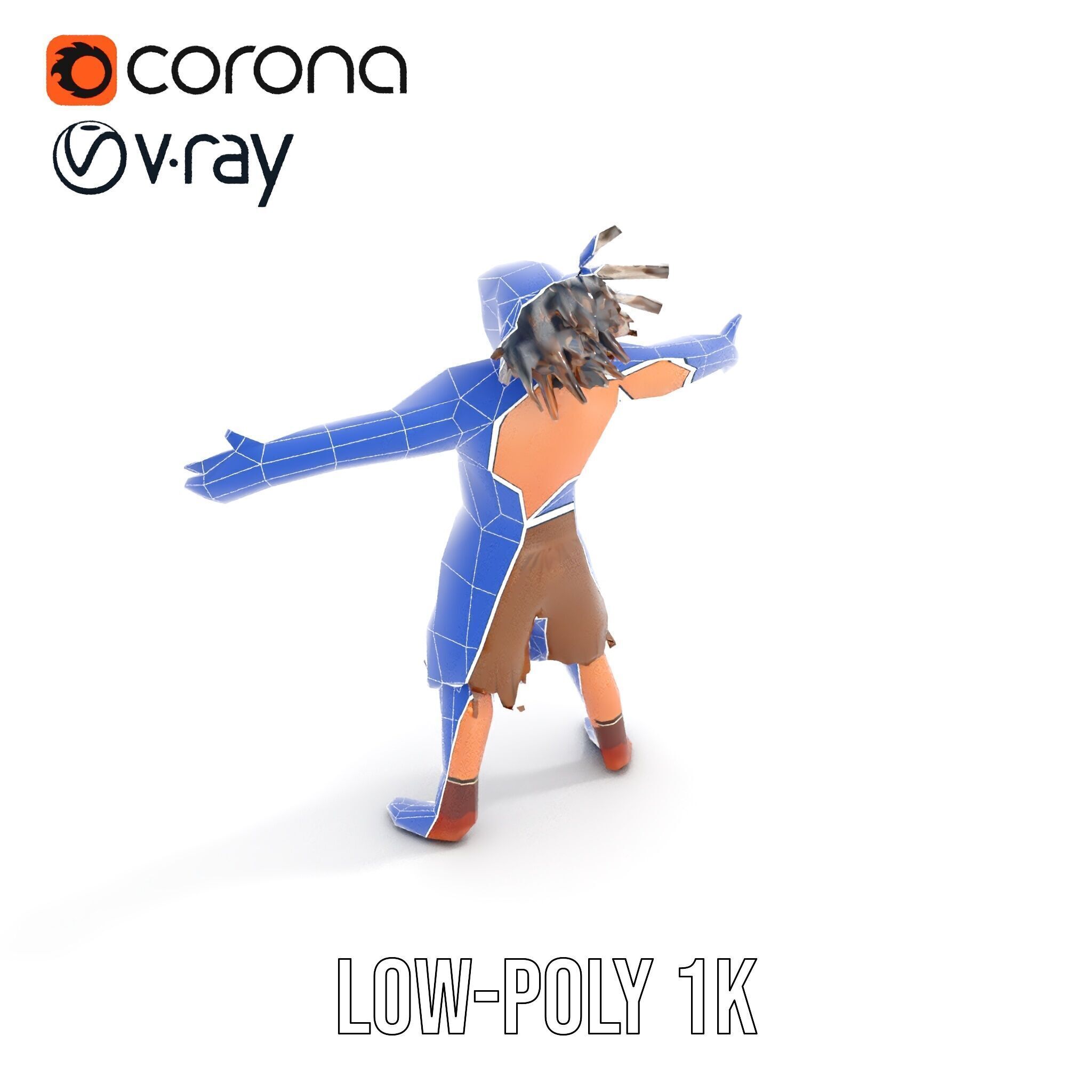 Warrior of the Plains  Rigged and Animated D Character Model Low-poly 3D model_24