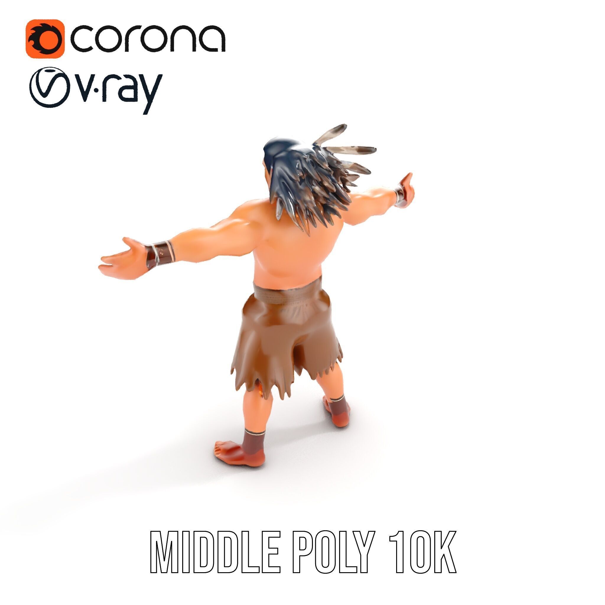 Warrior of the Plains  Rigged and Animated D Character Model Low-poly 3D model_12