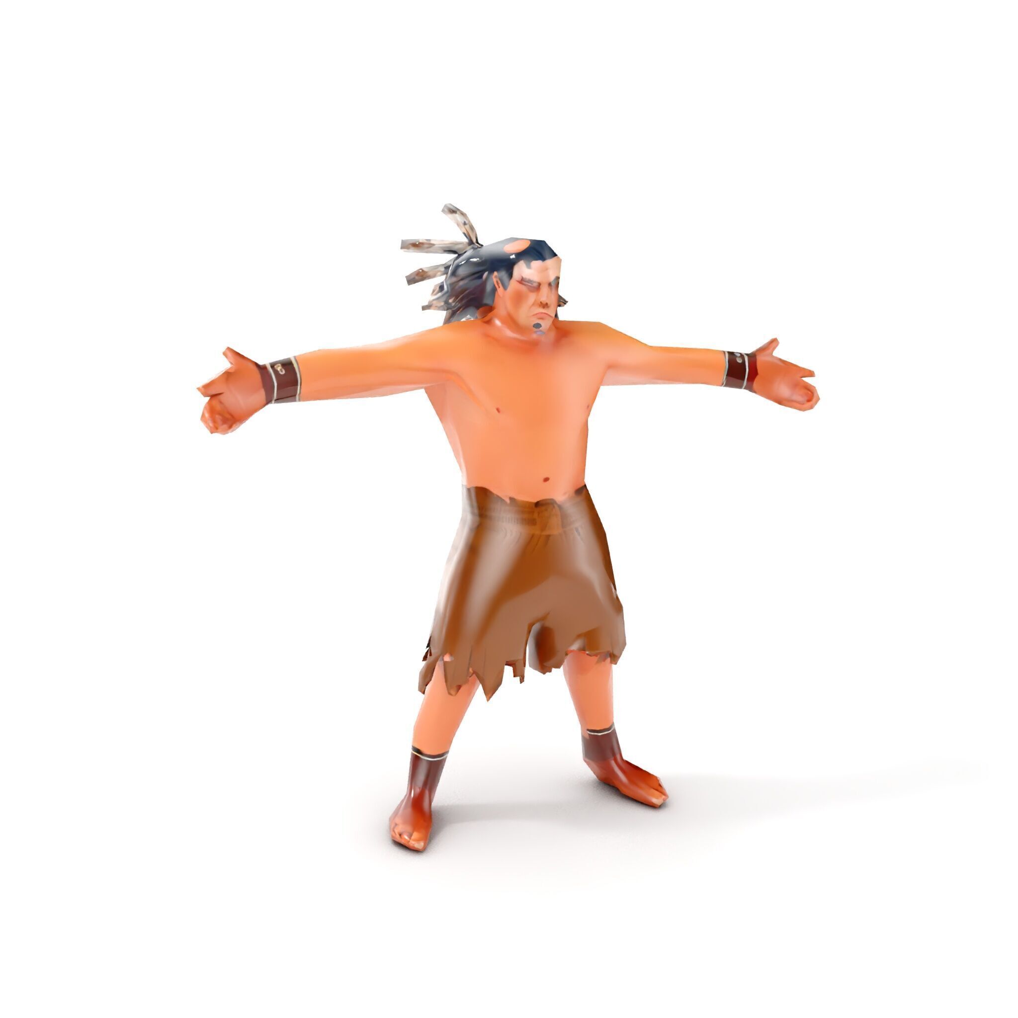 Warrior of the Plains  Rigged and Animated D Character Model Low-poly 3D model_7